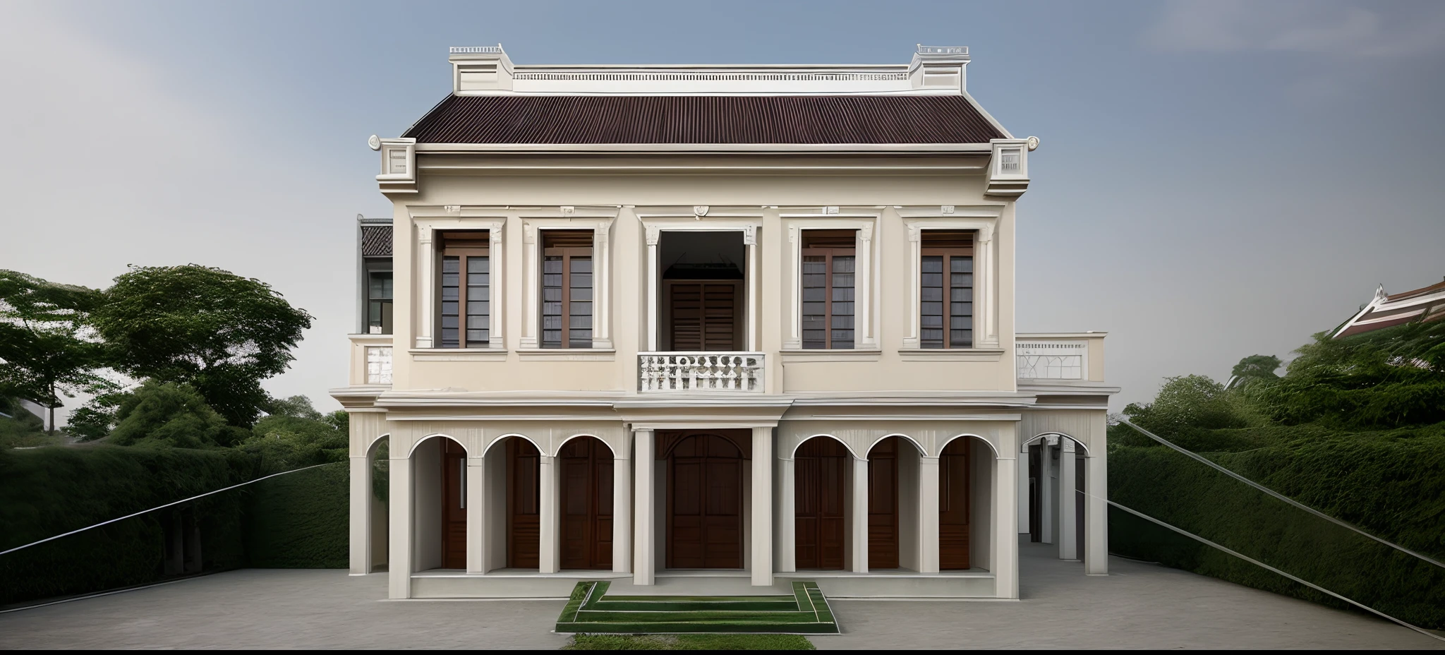House, Indochinese, Architecture French in vietnam, Neoclassic, House in garden,