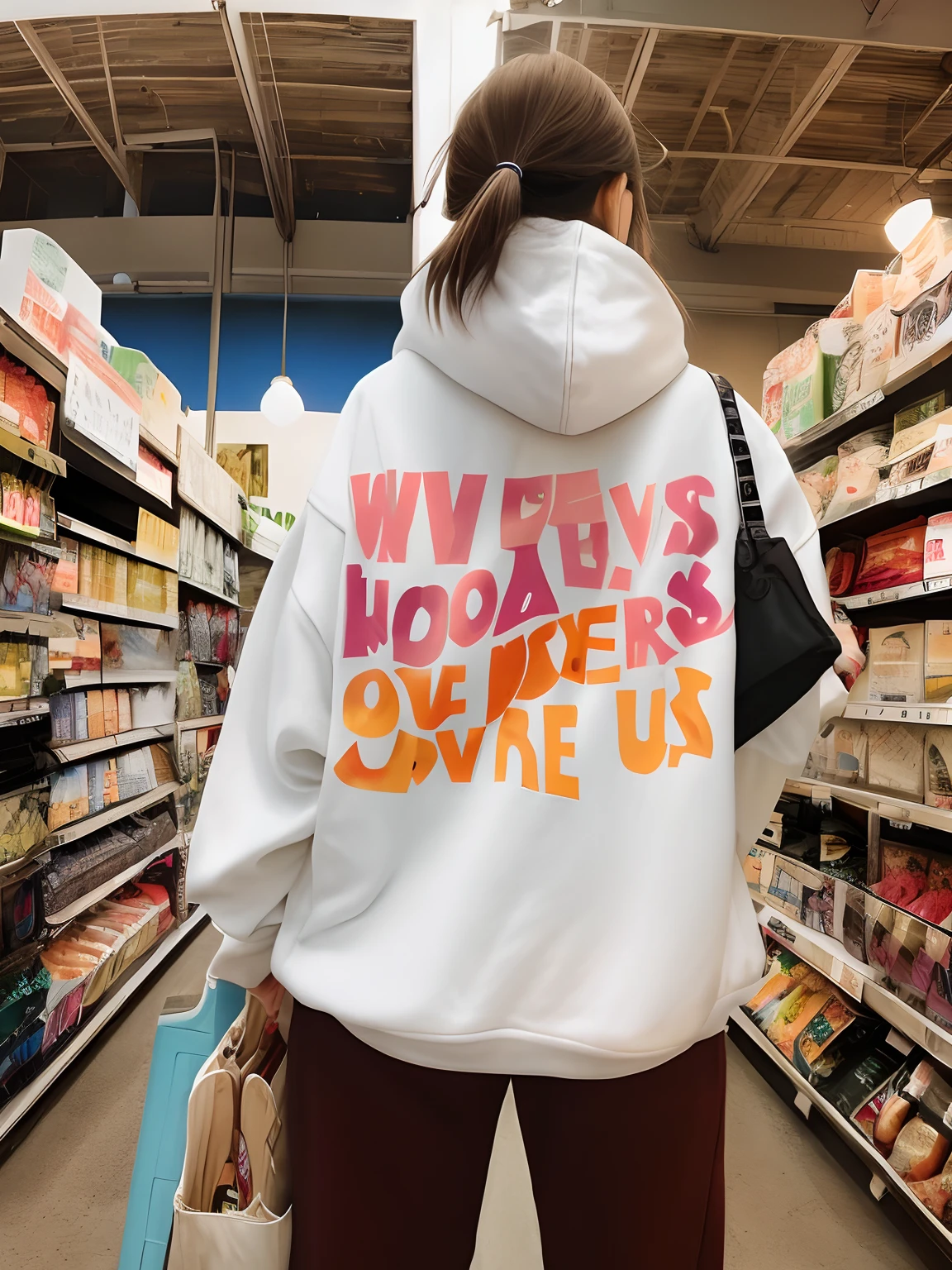 There was a woman in a white sweatshirt,There is a message written on it, her back is to us, Hoodie, Bible costumes, trending on r/Street attire, nostalgic vibes, Love is the most relevant theme, First love, girl wearing hoodie, wearing a hoody, Wearing a hoodie, Delicious, wearing an oversized hoodie, teddy fresh, 😭🤮 💔, Hooded