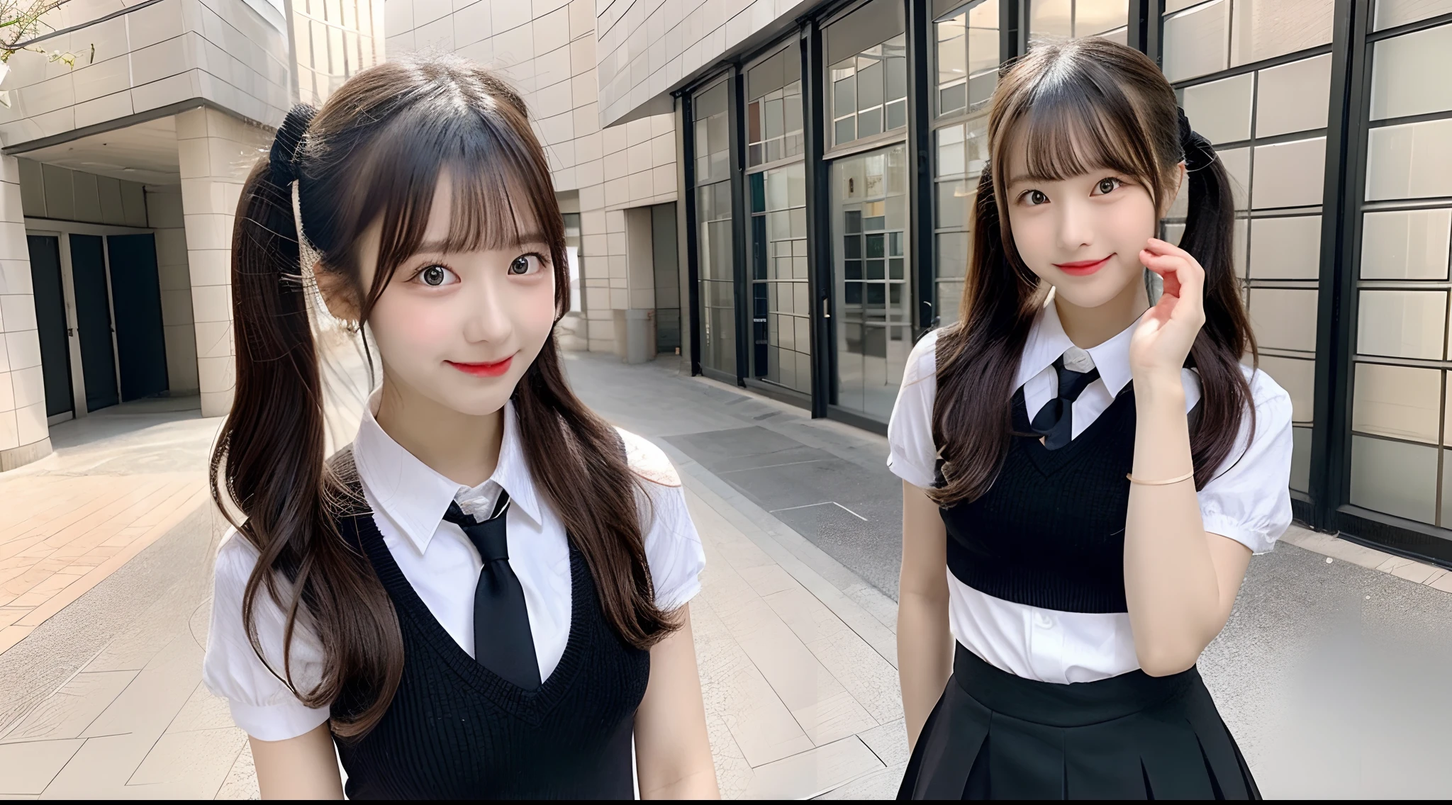 18-year-old high school girl in a black miniskirt(poneyTail)