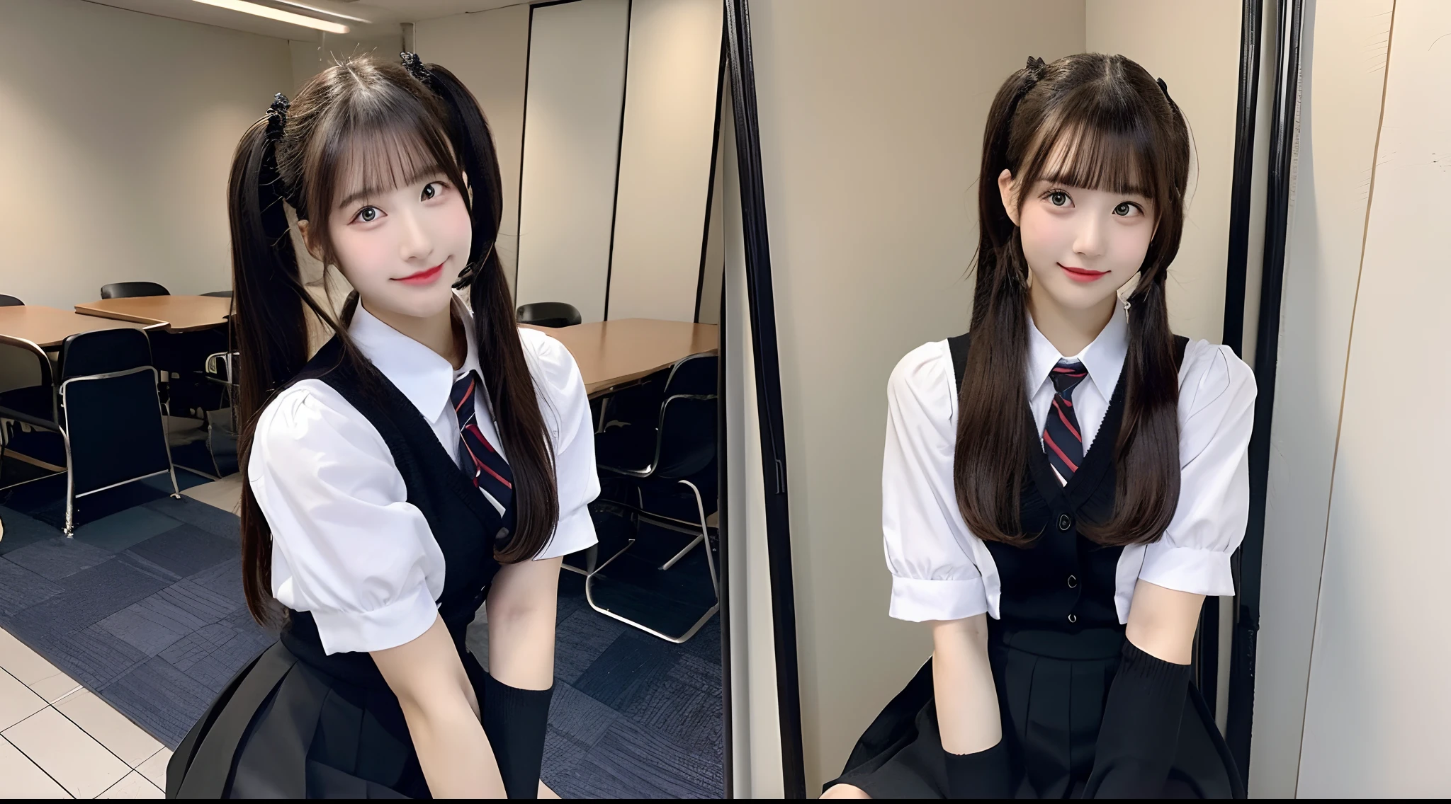 18-year-old high school girl in a black miniskirt(poneyTail)