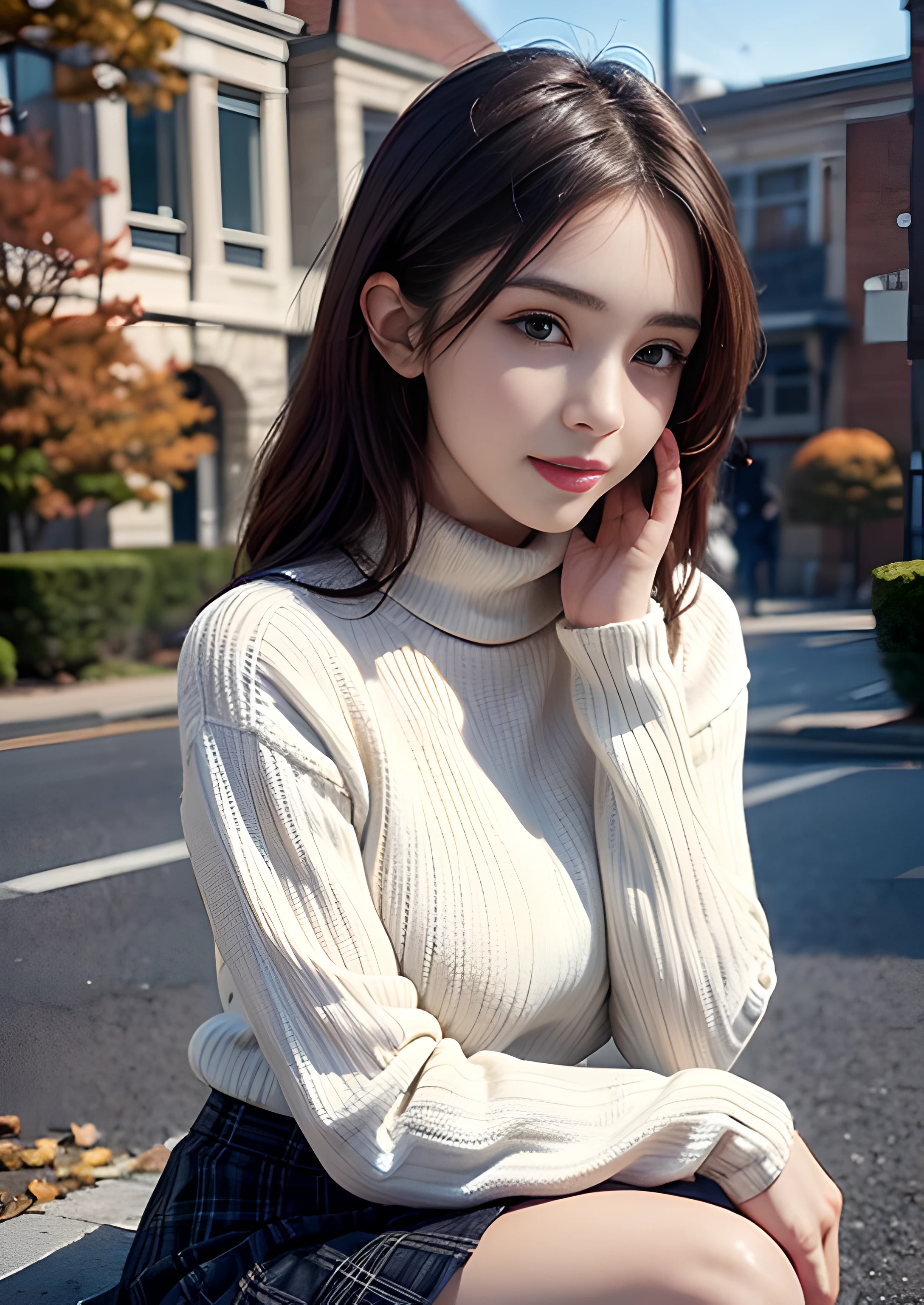 ((highest quality, 8k, masterpiece)), Very detailed, Sharp focus, One beautiful woman, Updo, White turtleneck sweater, Black tight skirt, Very detailed顔と肌の質感, ((Fine grain)), ((Beautiful Eyes:1.2)), smile, Sitting, Cafe, (Latte)、((Sexy Panties:1.0))、((Spread your legs wide:1.5))