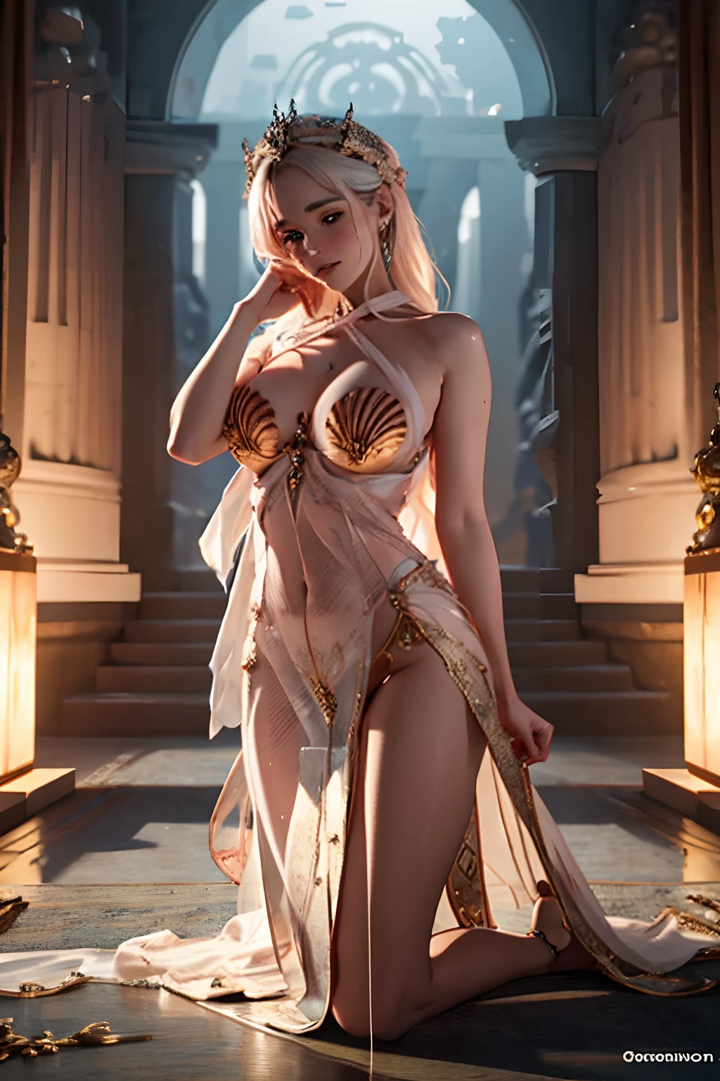 Beautiful Alluring sea queen emilia clarke, Bare Skin, Body adorned With sea shells, coral ornaments, Athletic Well Toned Body, Elegant Form, Bare Skin, at a floded ancient greek temple, Barely Clothed, cleavage, vissible breasts, sea shells, riding a very large ornamental , a entering her , masturbaton, Beautiful Face, Ominous Gothic Theme, nautical theme, ancient greek theme Fiverr Dnd Character, Octane Render, Digital Art, Extreme Detail, 4k, Ultra Hd, Polished, Beautiful, Hyperdetailed, Intricate, Elaborate, Meticulous, Photorealistic, Sharp Focus, Wlop, Character Design, Unreal Engine, 3d Rendered, Volumetric Lighting, Reflections, Glossy, Digital Illustration, Sensual Pose, Suggestive Pose, Lewd, Full Body Shot, anatomically correct 💖❤💕💋❣