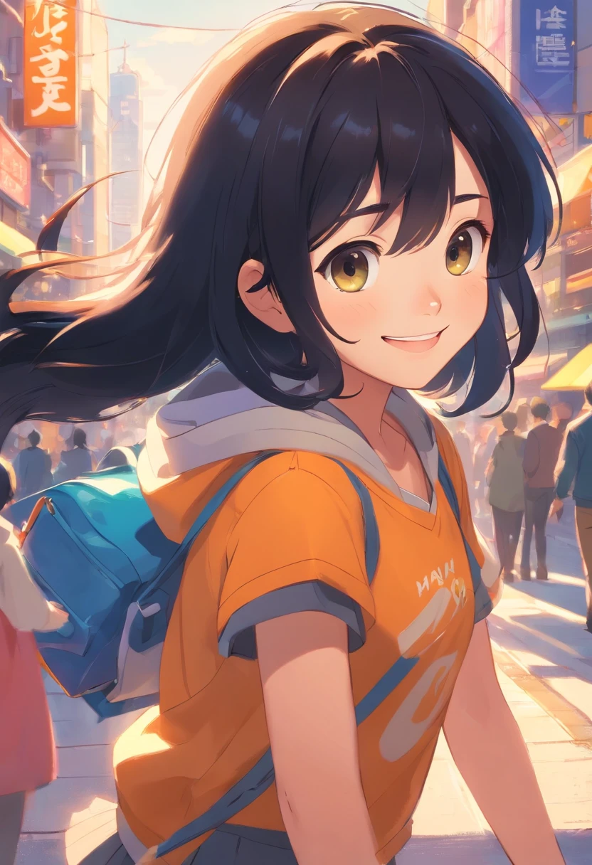 Disney pixar, pretty girl, black hair, smile 5 years old