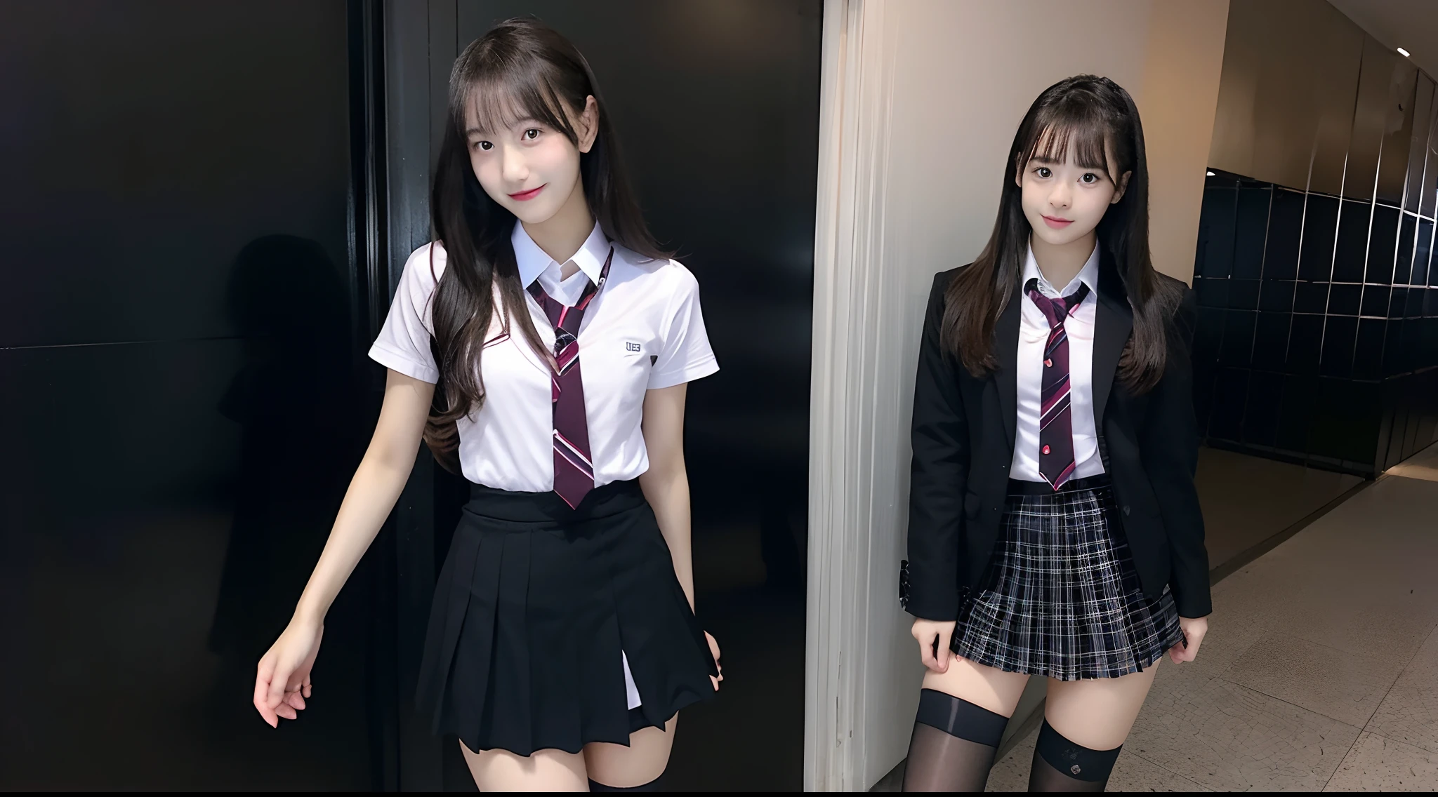 18-year-old high school girl in dark miniskirt