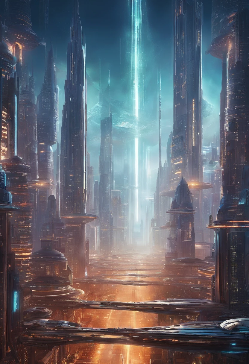 The metropolis of the future, Kilometers of spires rushed up;.