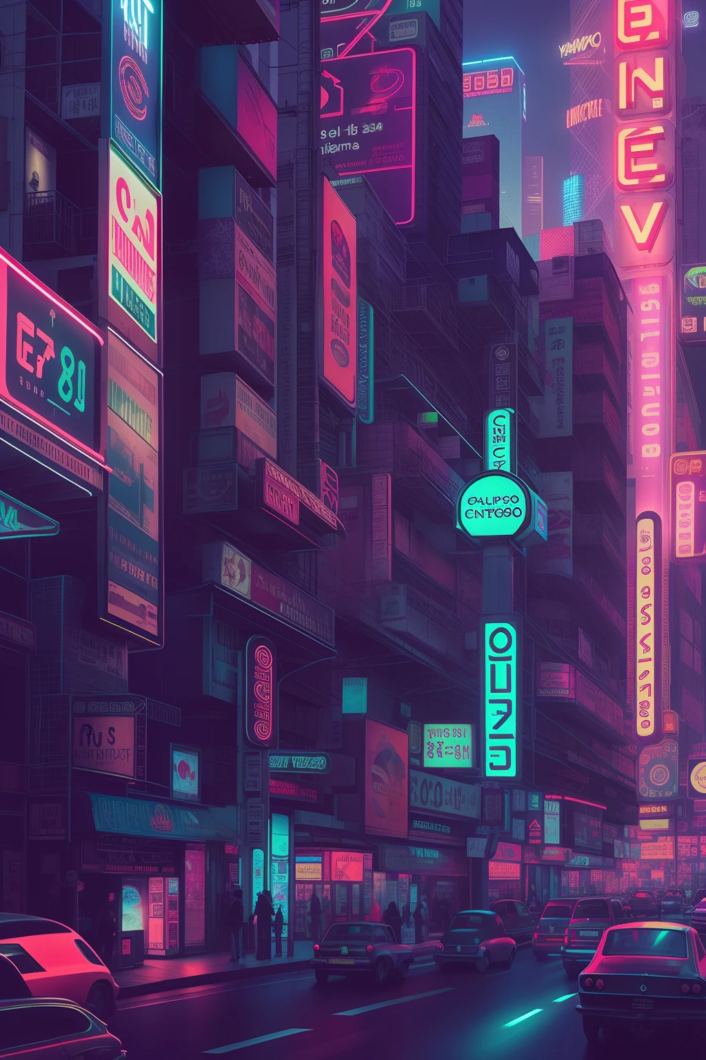 a noite，heavy traffic，A cidade do futuro，science fiction city，Megacity，Um carro voador，Billboard Holographic，perssonage cyber punk，Neon light，rua futurista da cidade, busy cyberpunk metropolis, Viva a vida de Riley，particle fx，24th century，super claro，master part, fotografia realista, cinemactic, detalhes intrincados