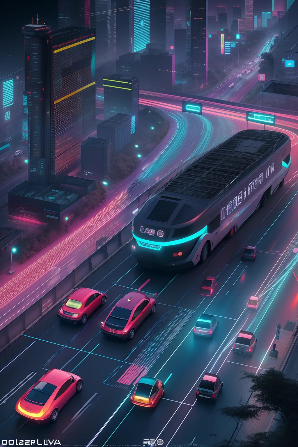 a noite,heavy traffic,A cidade do futuro,science fiction city,Megacity,Um carro voador,Billboard Holographic,perssonage cyber punk,Neon light,rua futurista da cidade, busy cyberpunk metropolis, Viva a vida de Riley,particle fx,24th century,super claro,master part, fotografia realista, cinemactic, detalhes intrincados