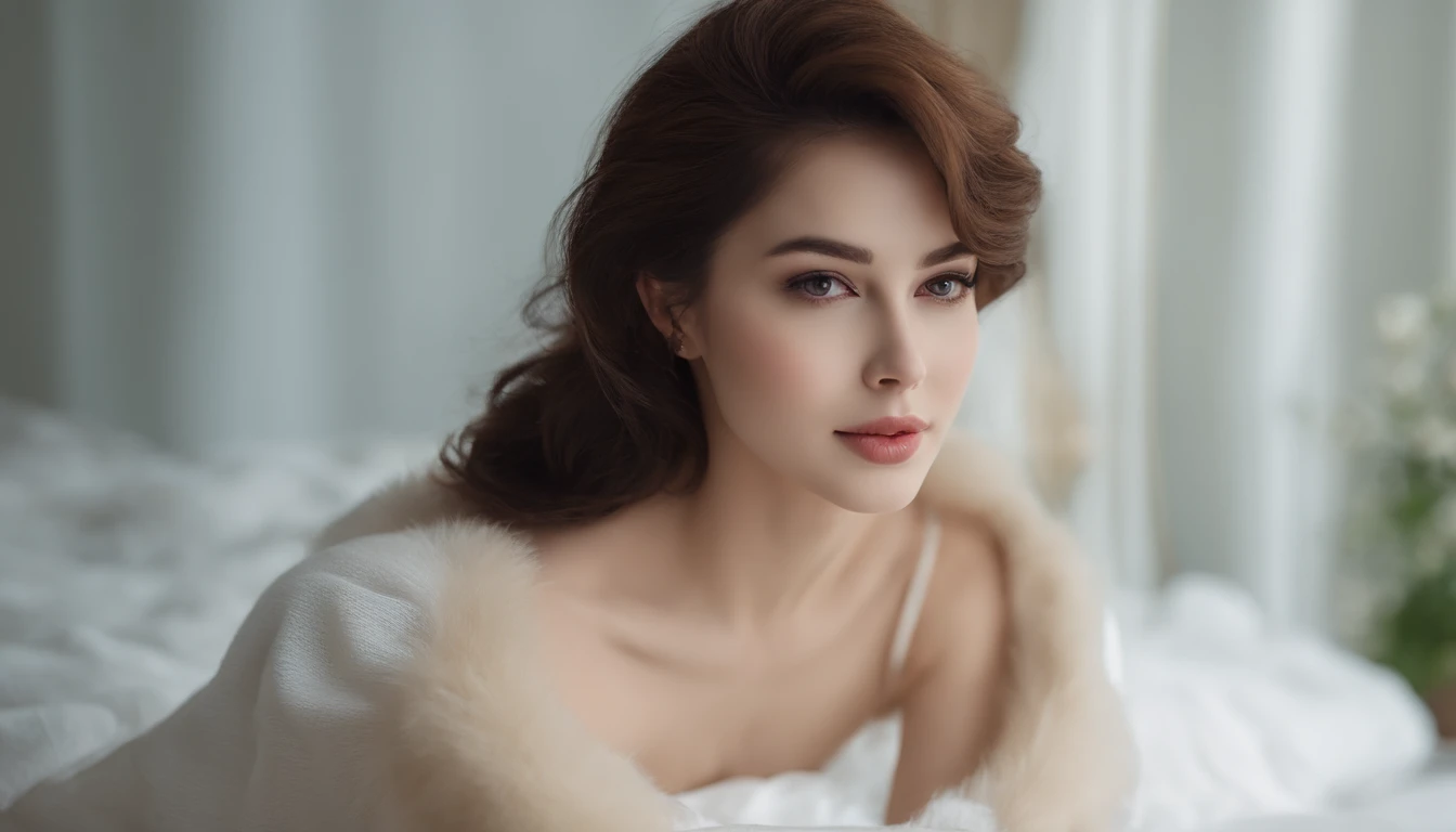 A young and beautiful girl，White skin of the，Delicate facial features，short detailed hair，Good figure，Slim waist，Well-defined abs，Wearing tight black panties， bulges loom，Chest firm，Half lying on the sofa，Confused eyes！