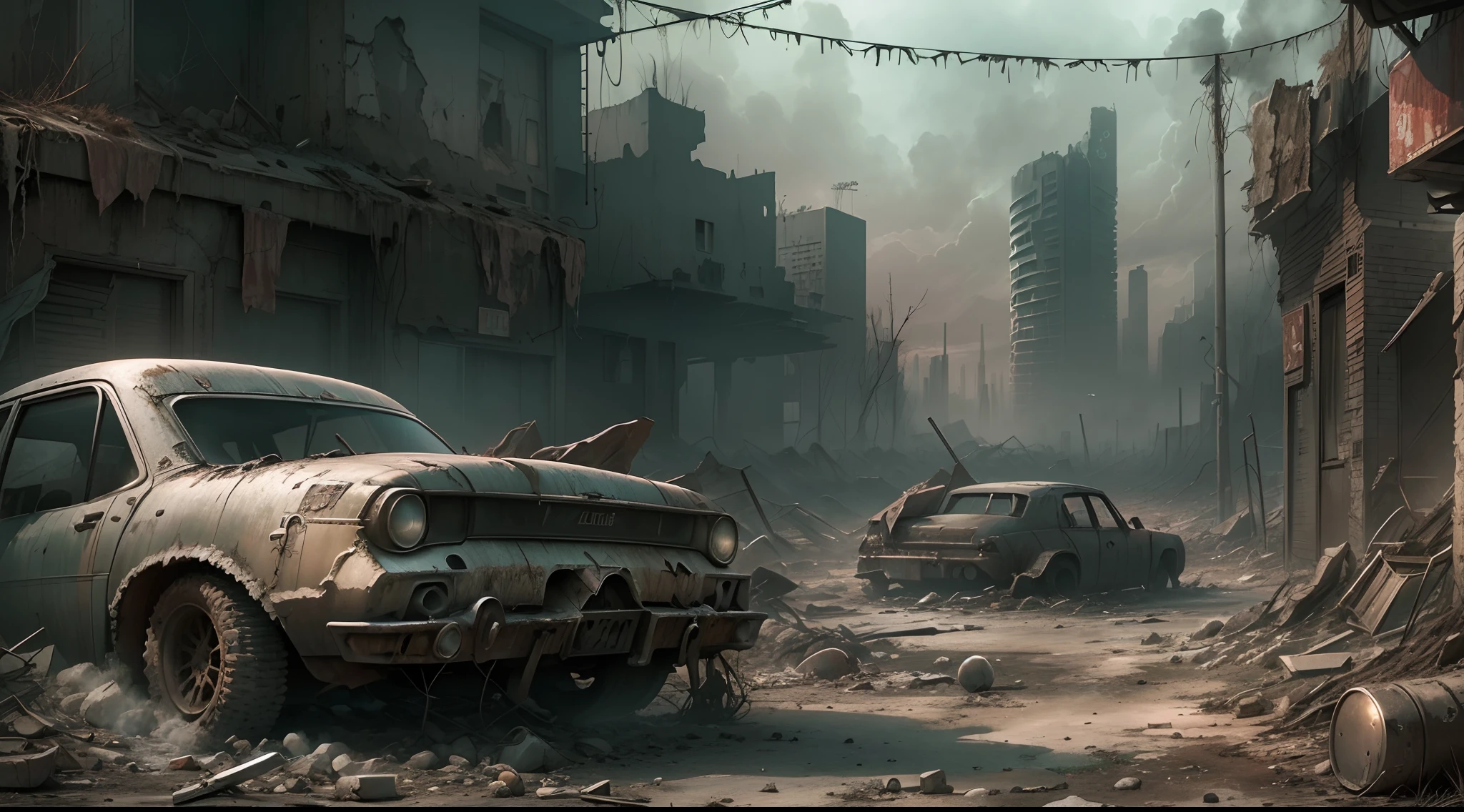 (((post apocalyptic city, Desolate atmosphere, Dystopian landscape))) Postmodern wasteland punk style singer,Jet flame