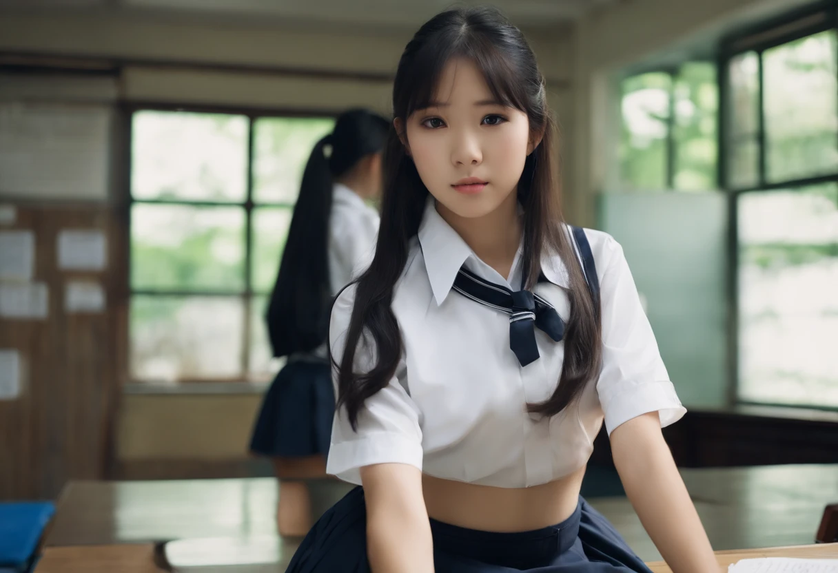Wearing a school uniform a japanese girl A dark-haired school classrooms Handcuffed she is soaking wet Open crotch skirt by the The pants are slightly visible Convoluted black langerie A sexy Nearly undressed Young face