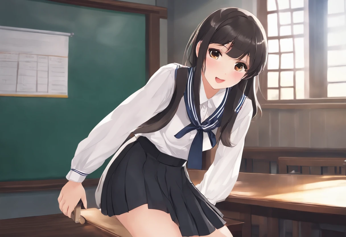 Wearing a school uniform a japanese girl A dark-haired school classrooms Handcuffed she is soaking wet Open crotch skirt by the The pants are slightly visible Convoluted black langerie A sexy Nearly undressed Young face