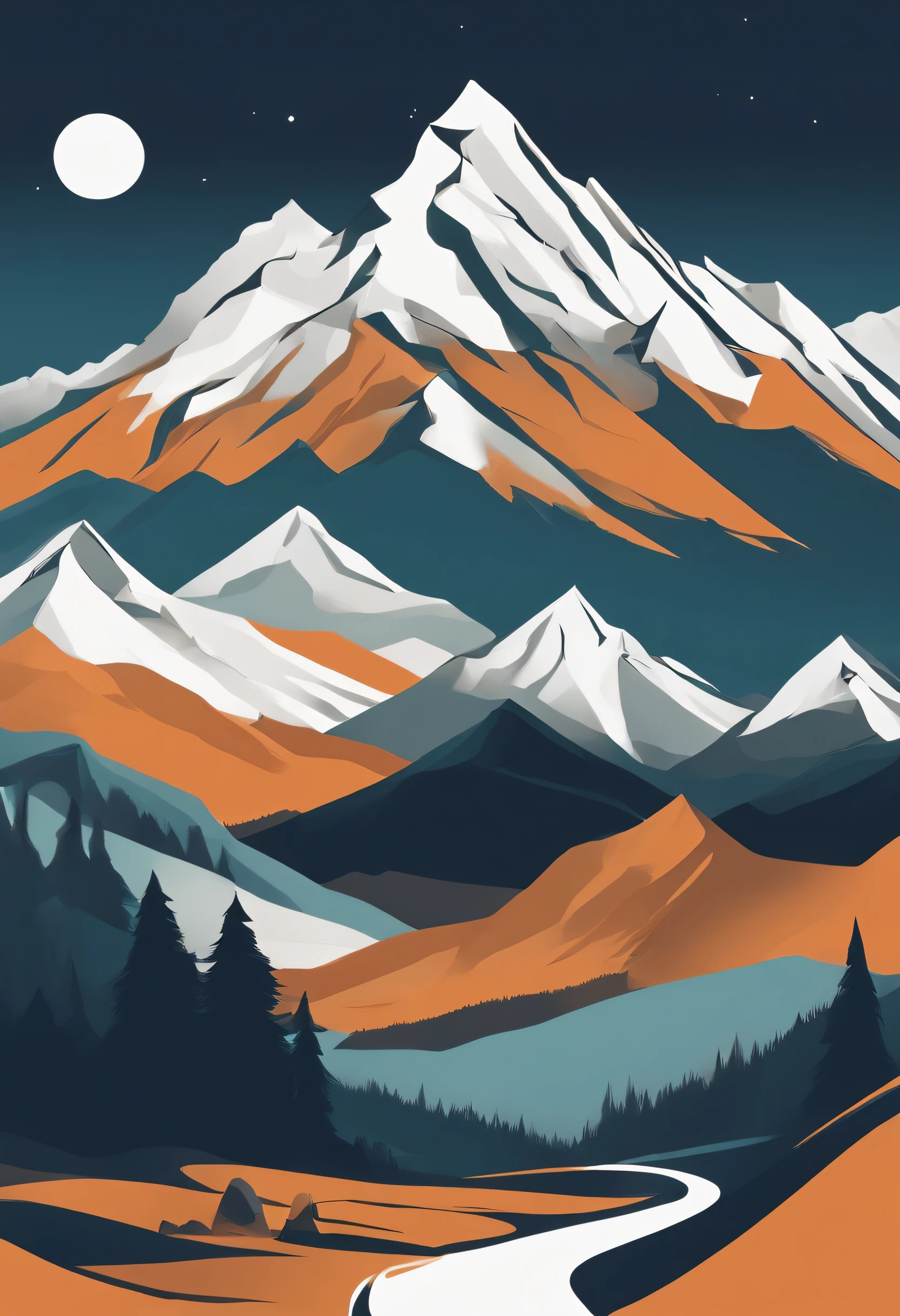 Background of mountain minimalism, Simple drawing, Drawn, Simple graphics