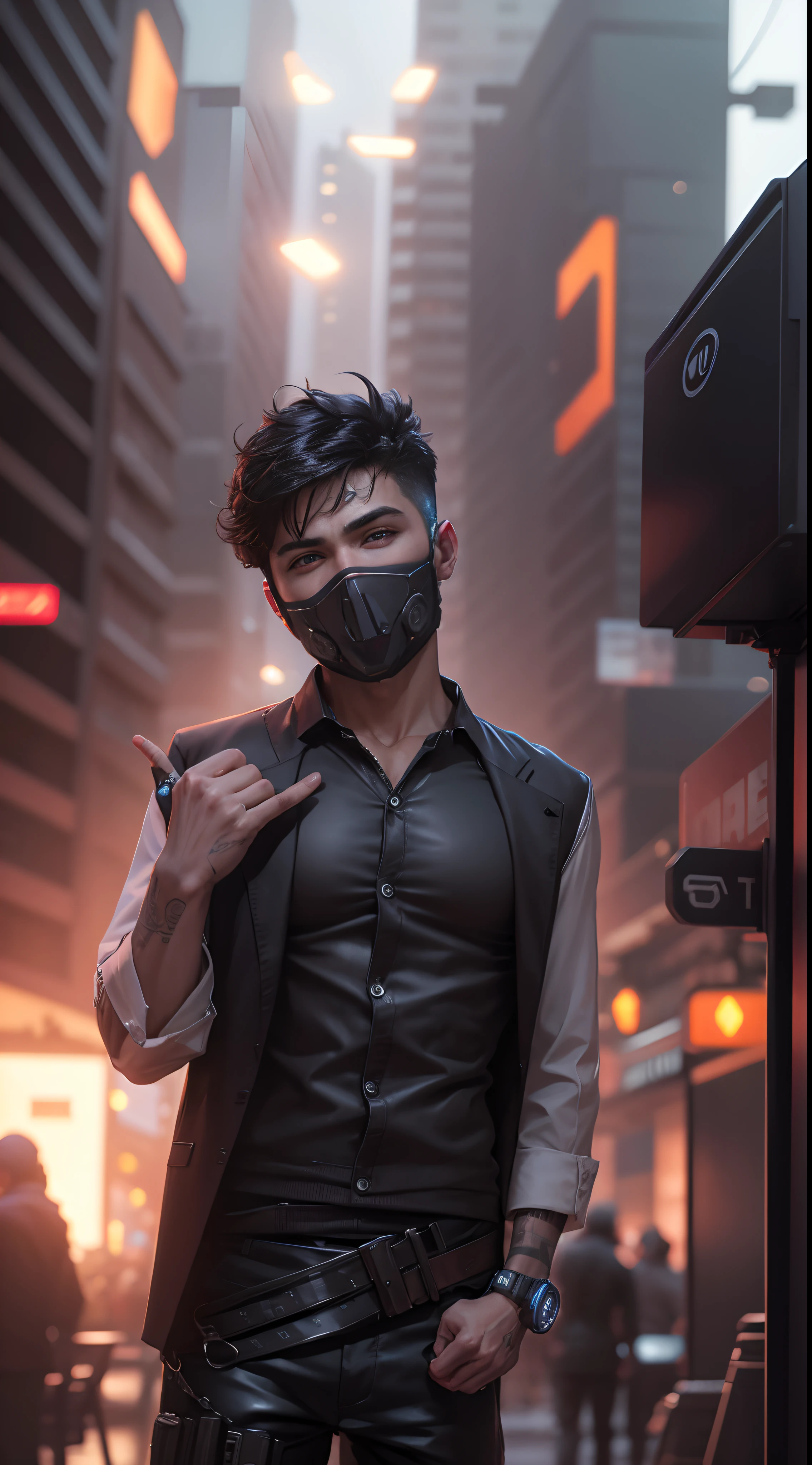 Change background cyberpunk handsome boy.realistic face. 8k Ultra realistic