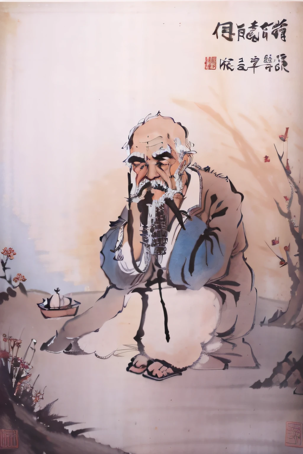 A old man，fall season，coughing，Seasonal，teas，drug