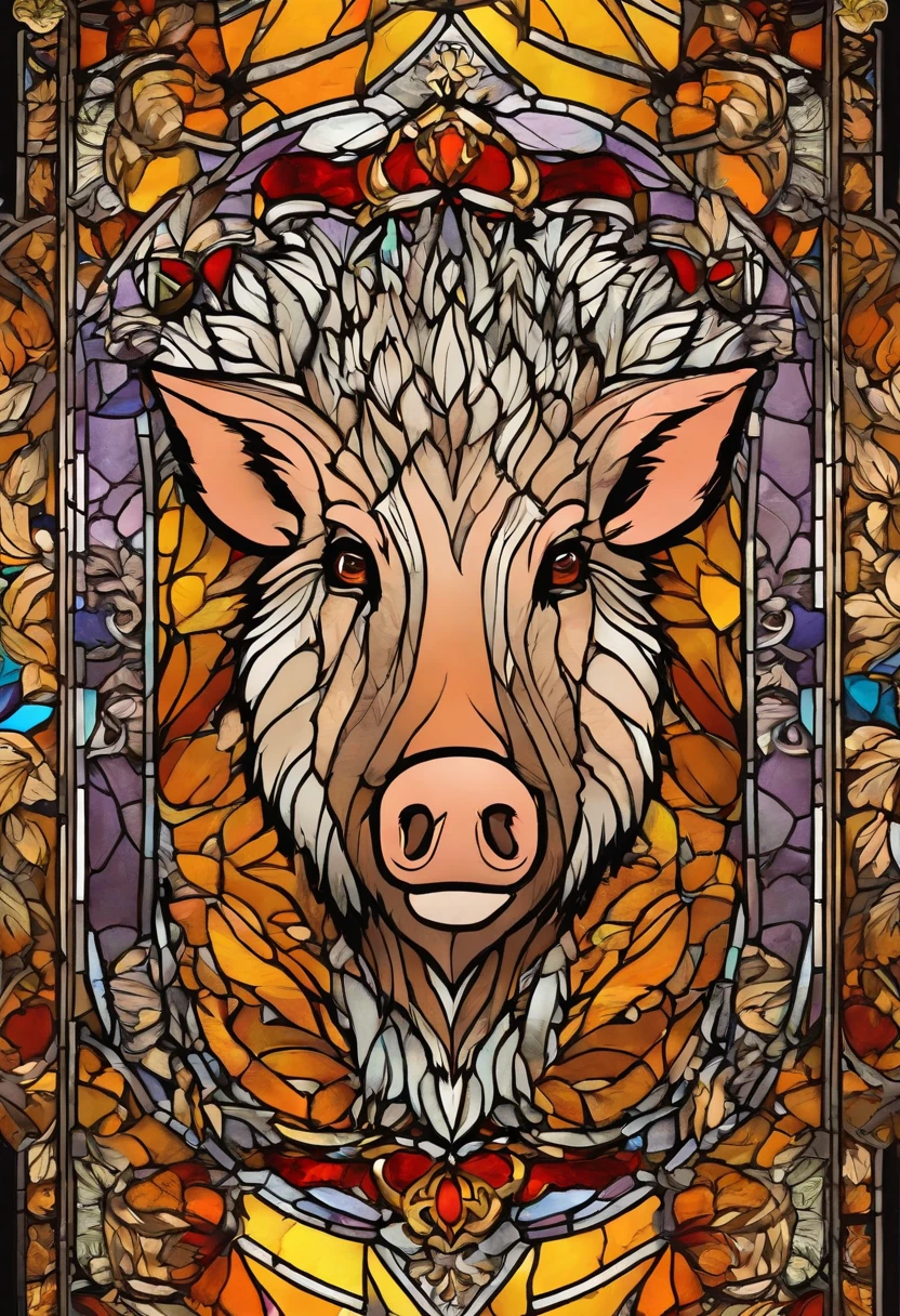 gros plan, Portrait of a wild boar, sanglier, Porc, familly crest, Armoiries, heraldic, dessin