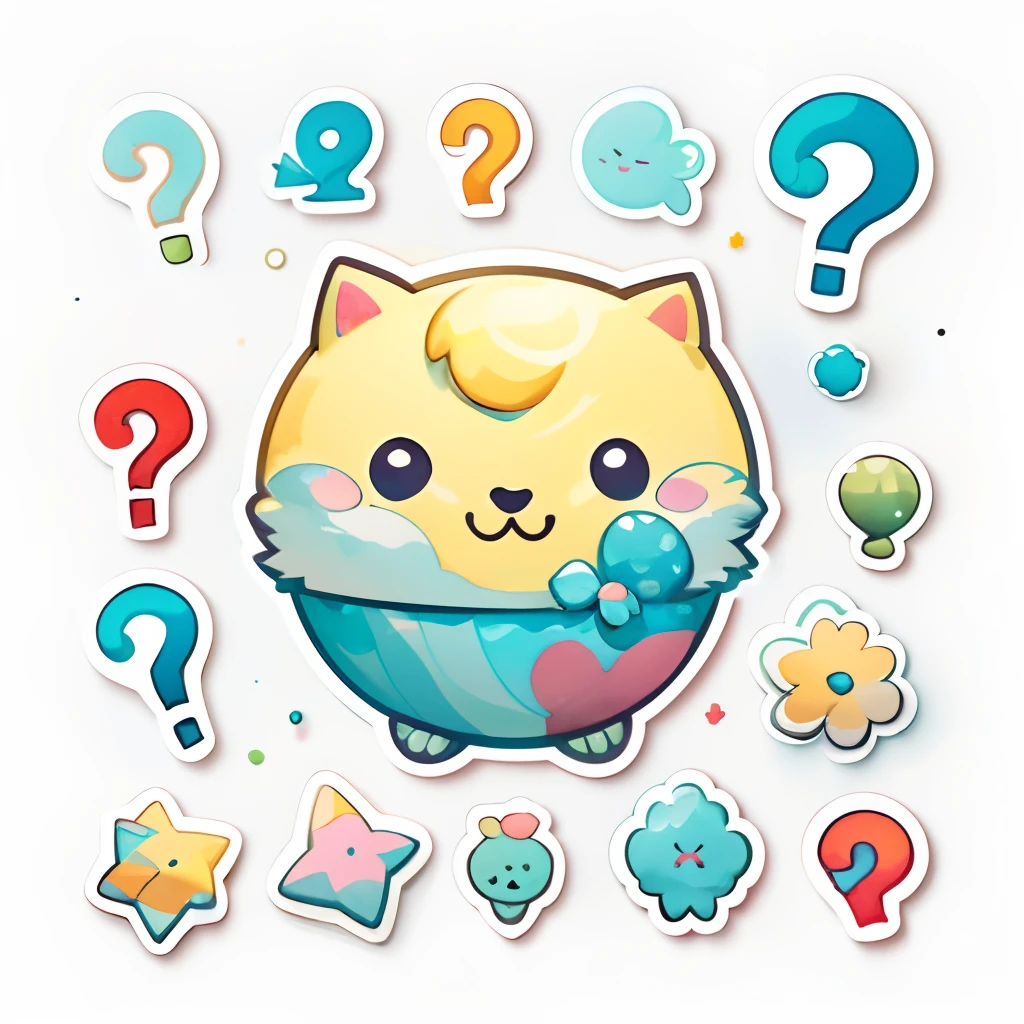 1 sticker, (stickers, question mark), watercolor, white background, simple background, minimal, tiny, pastel color, vector style, no gradient,