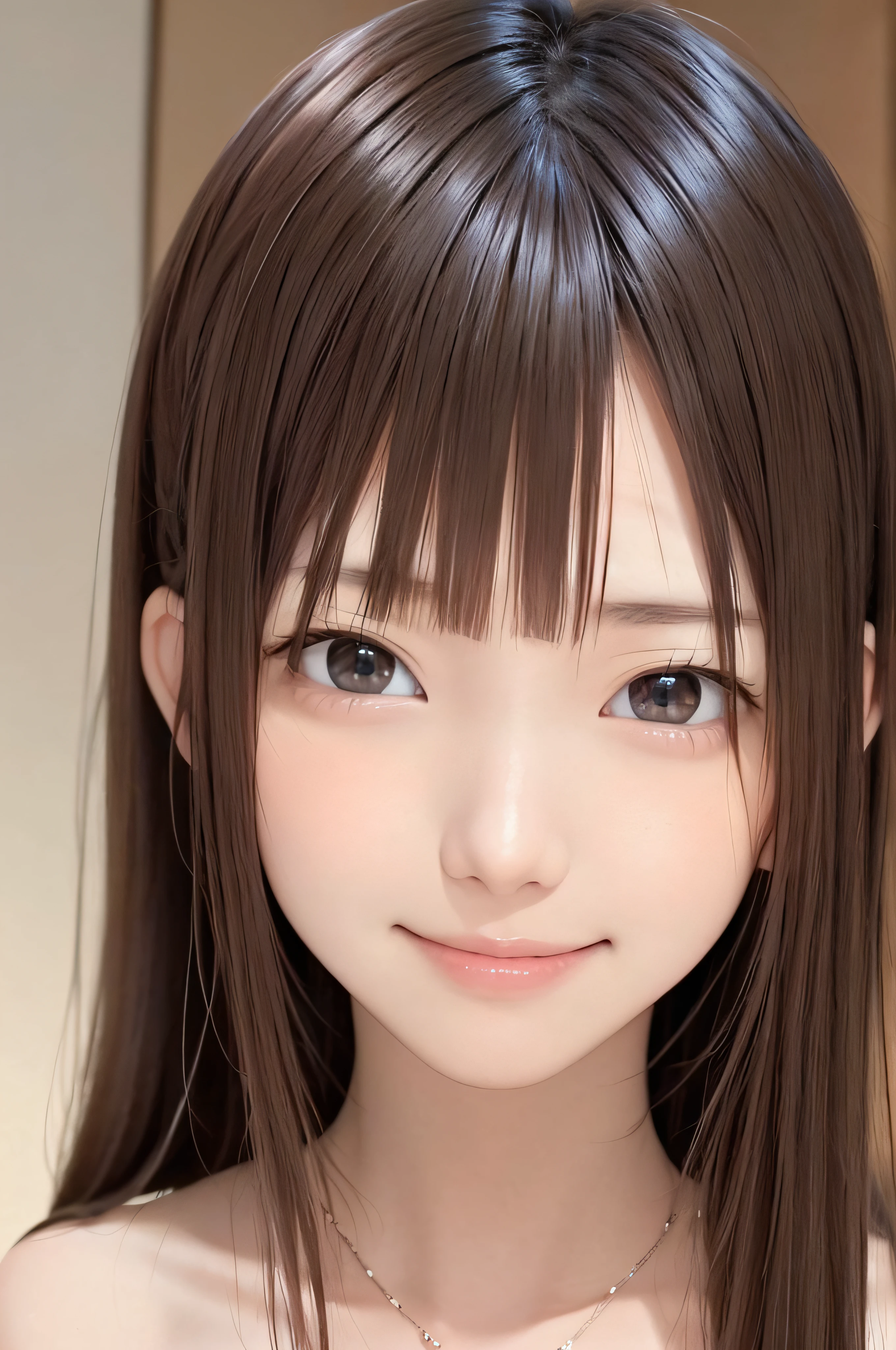 ars、brown haired、beautidful eyes、real looking skin、hi-school girl、small tits、(8K、​masterpiece)、(reallistic、Photorealsitic)、top-quality、ighly detailed、The ultra-detailliert、Beautie、cute little、japanes、idol、a smile、Close-up portrait、Healthy face
