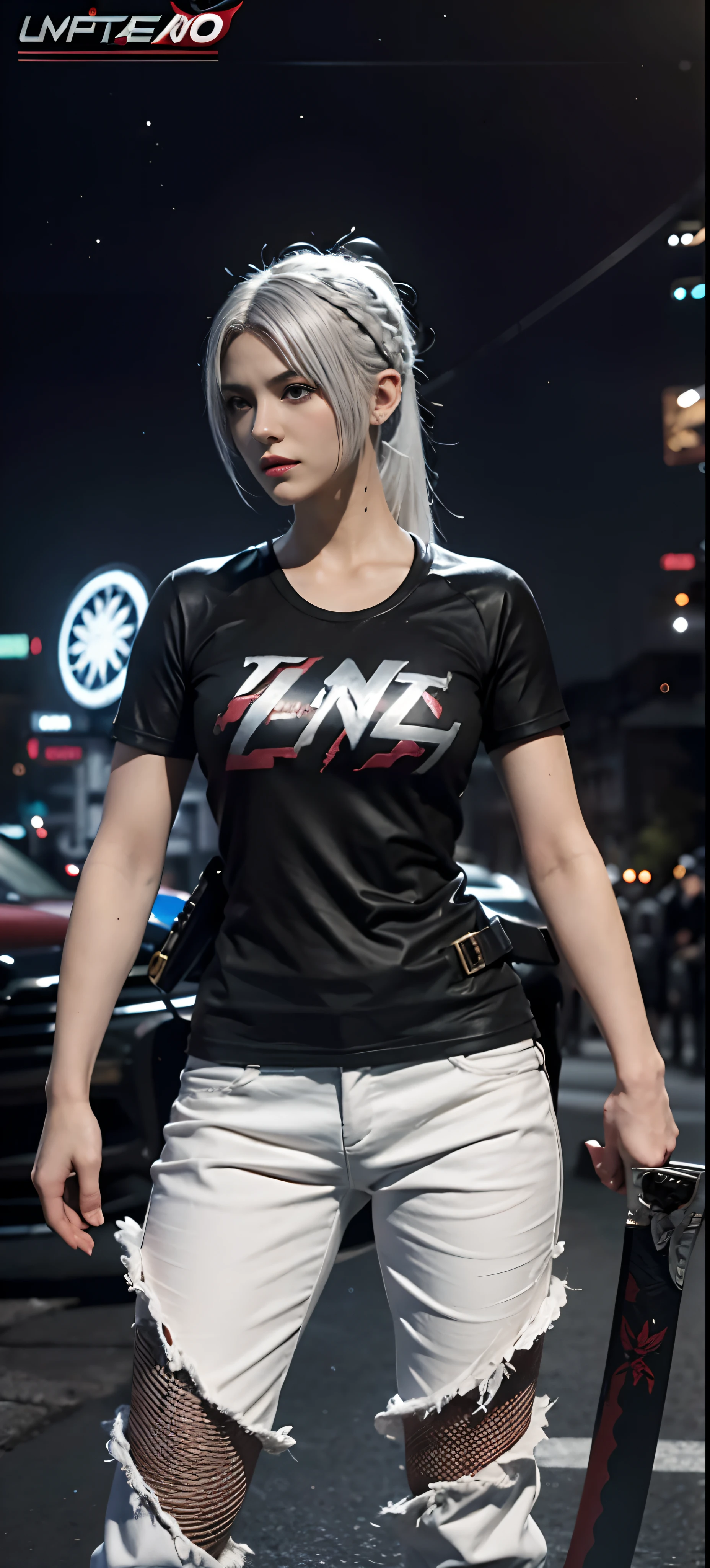a close up of a person in a costume with a sword, as a character in tekken, female character, tifa lockhart with white hair, katana zero video game character, lunar themed attire, kda, slim body, cyborg - girl with silver hair, upper body avatar, fashion gameplay screenshot, fighting game character, new character, floralpunk elysian maiden, sigma female