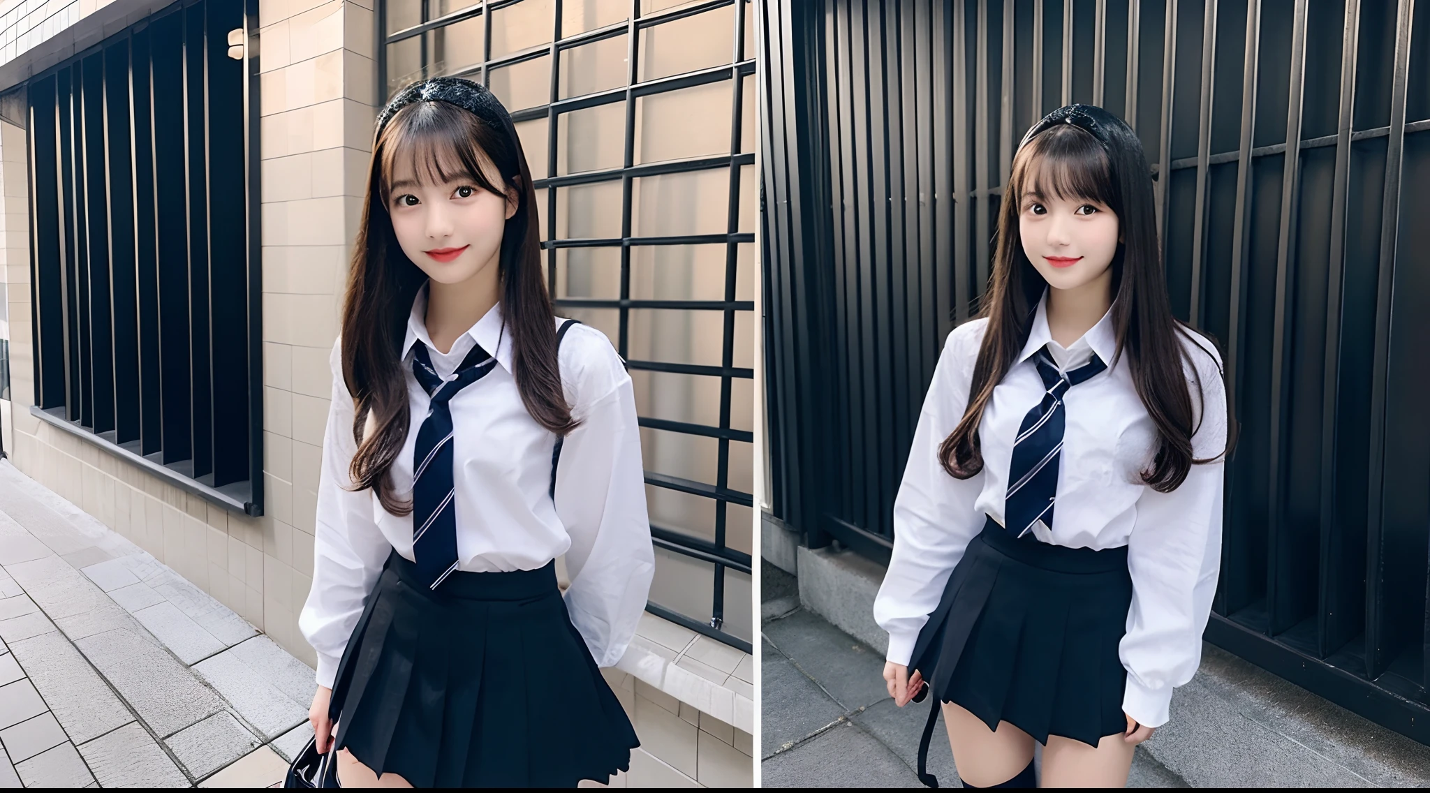 Cute 18-year-old schoolgirl in dark miniskirt