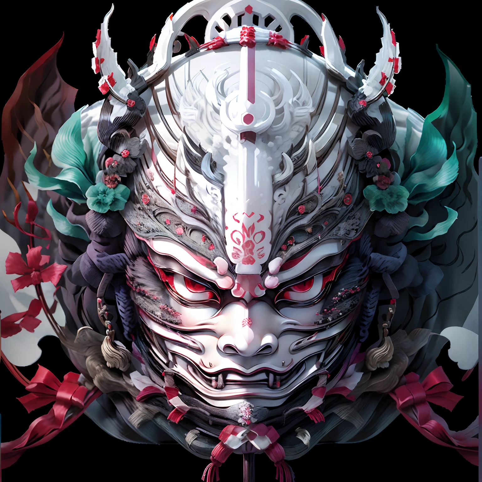 Samurai_Masks，simplebackground，White snow