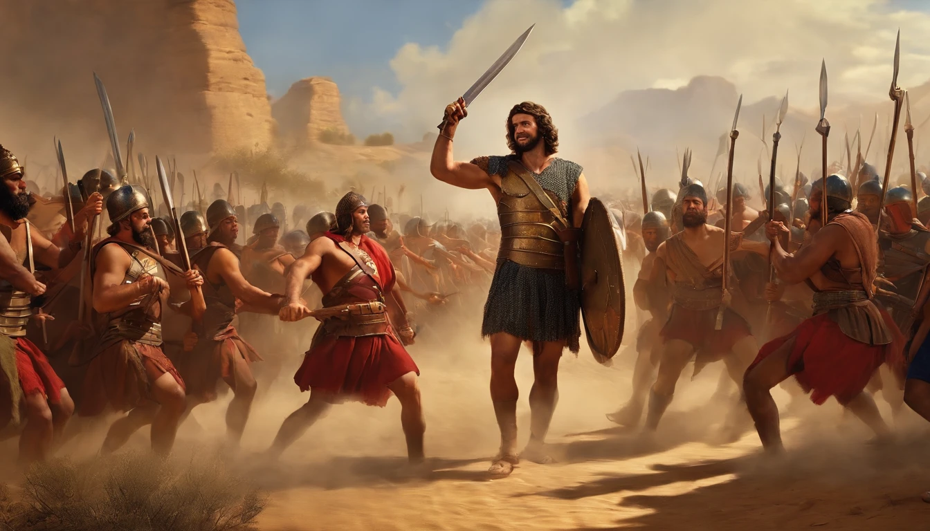 David killed Goliath with a sling and several soldiers