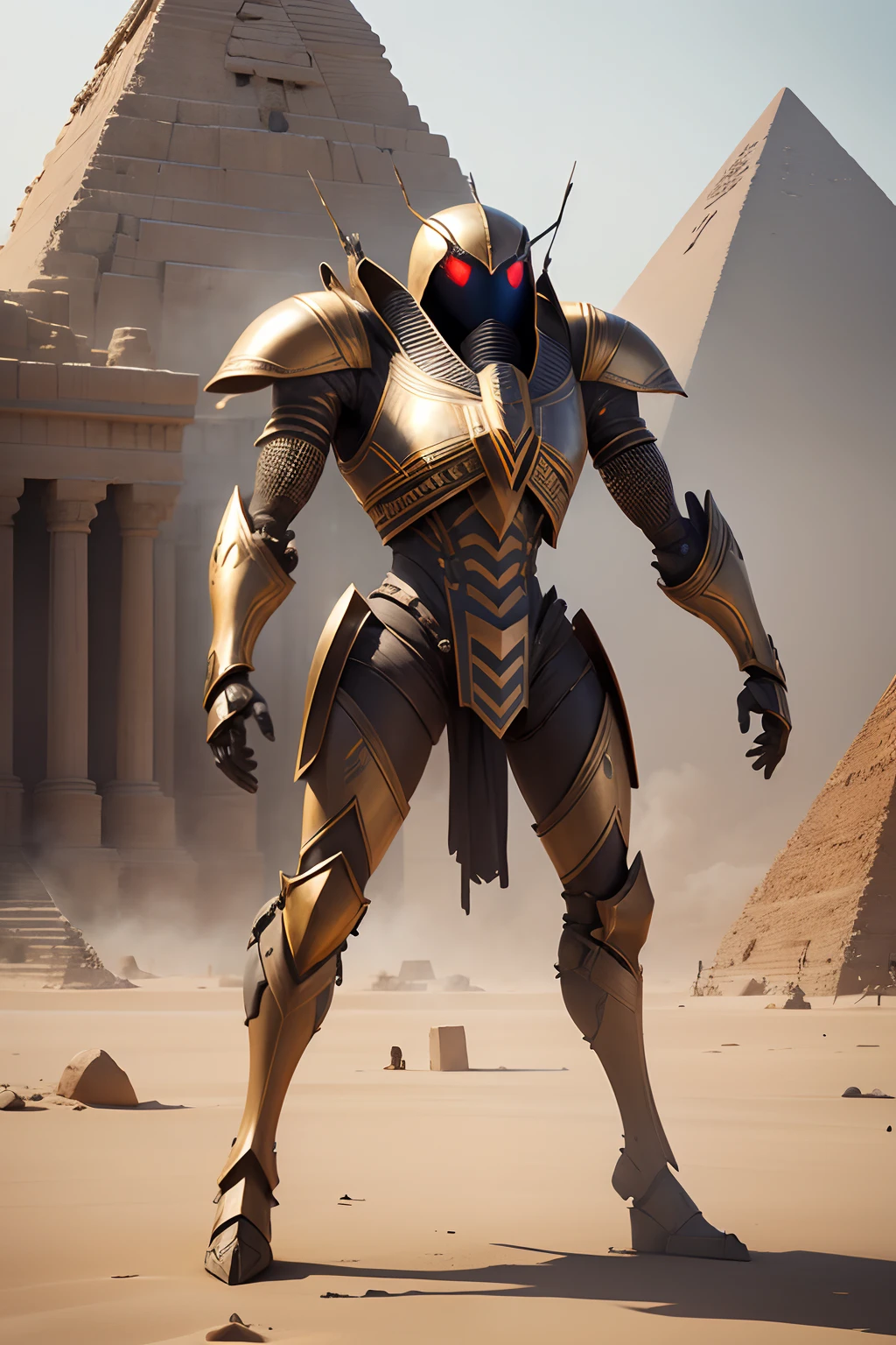 spider robot Egypt in realistic 4K armor., full entire body,Pyramids,Super Detailed, Vray Display, Unrealistic engine, Midjourney Art Style.