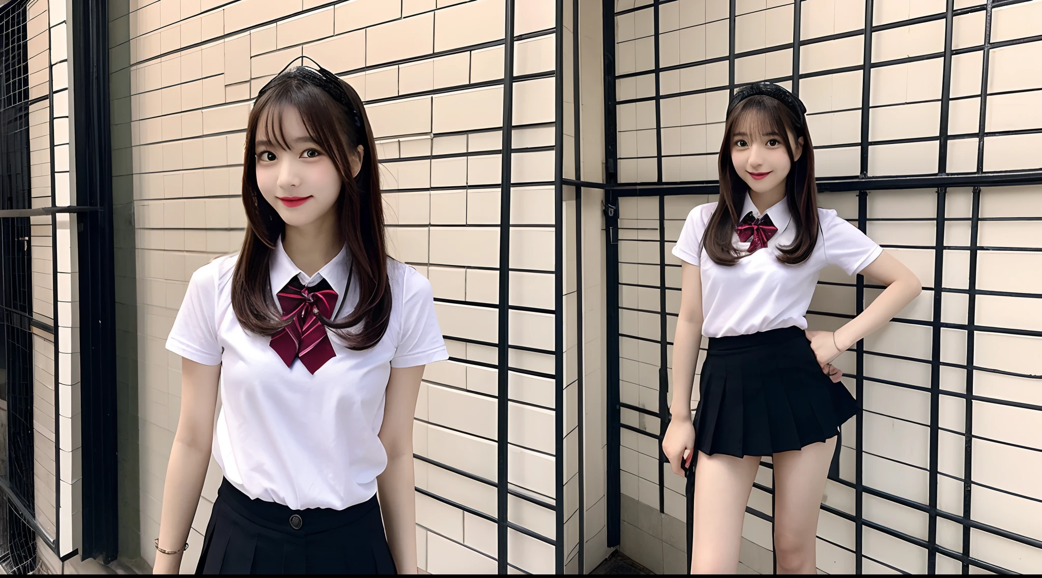 18-year-old high school girl in ink-colored miniskirt