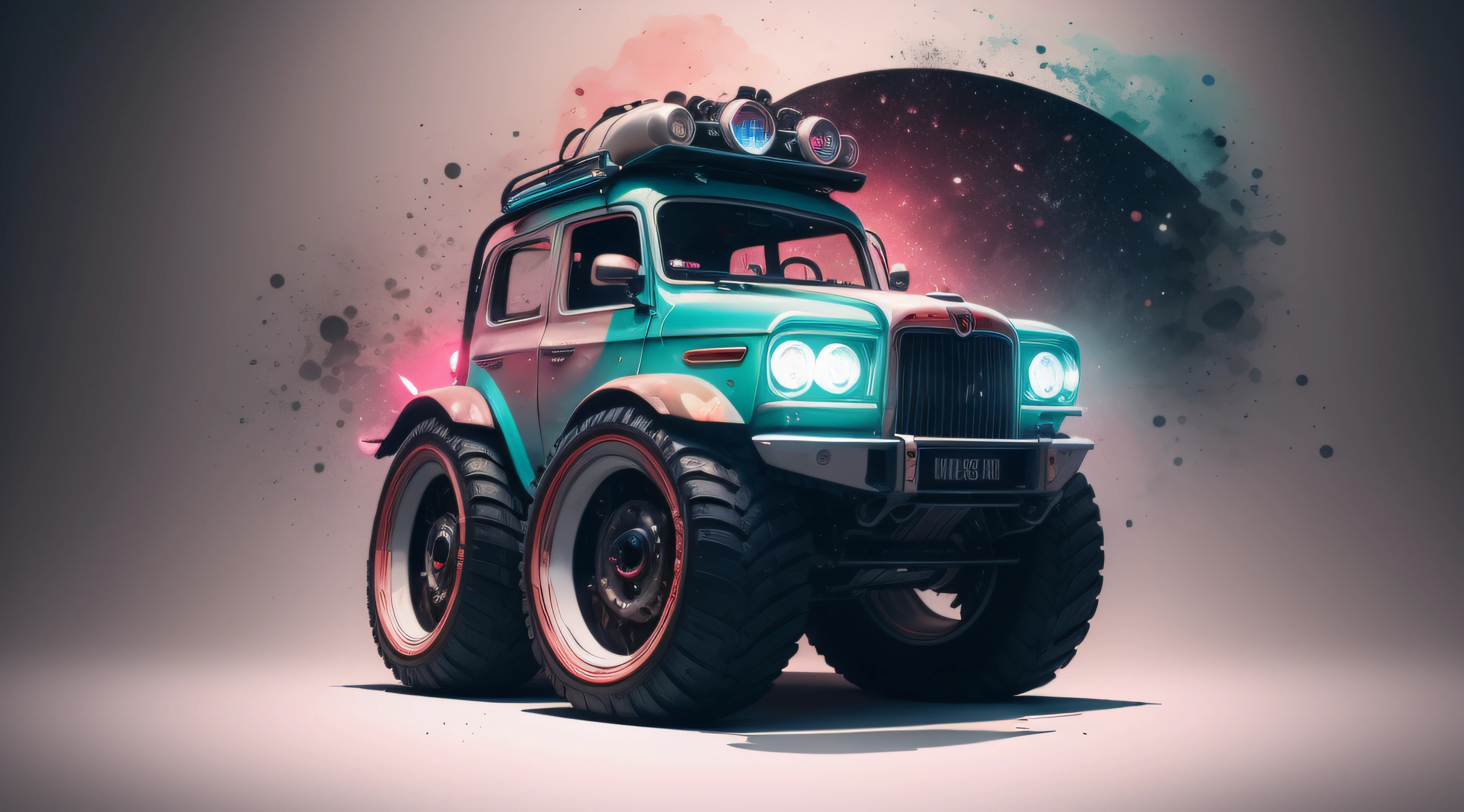 EStilo futurista, luces de neon, Un primer plano de un coche, fondo futuristico de noche, luces de neon, cuerpo ancho, Surrealist illustration, Arte oscuro surrealista, obra maestra, hiperrealista, lluvia, alta definicion