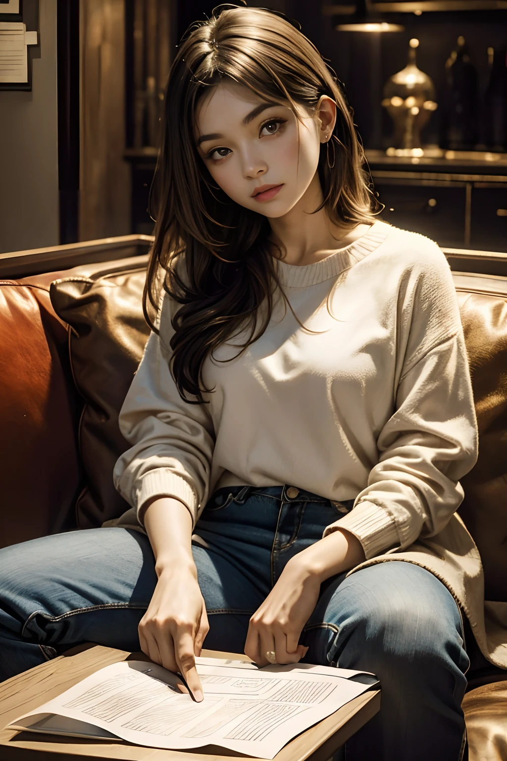 「(masutepiece, High quality, Ultra High Quality, 4K)A dark-haired、30 years old Japan girl、Emphasis on the thighs、Glossy thighs、nedium breasts:1.2、Sitting on the train at night、angry looking face:1.3、pantiy:1.3、(Open legs in a miniskirt:1.5)、Face-to-face angle,(Angle from below),Sitting in a train seat,Sitting at the front,Zoom camera in the crotch,Feet are on the floor of the train,full body Esbian,Watching the viewer only」, Best Quality, Ultra high definition, (Photorealistic:1.4),, High resolution, detail, Raw photo, Sharp Re, Nikon D850 Film Stock Photo by Lee Jefferies 4 Kodak Portra 400 Camera F1.6 lens rich colors hyper realistic lively textures dramatic lighting unreal engine artstation trends cinestir 800,