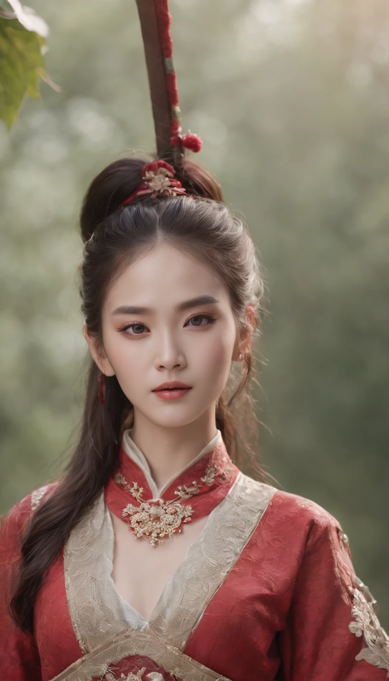 jianjue,wanjianguizong,16k,masterpiece,textured skin,multiple swords,embellished costume,Award winning photos, extremely detailed, stunning, intricate details, absurd, highly detailed woman, extremely detailed eyes and face, dazzling red eyes, detailed clothing,ultra long sleeves,dingxianghua,QMSJ,candy-coated,in the style of saturated pigment