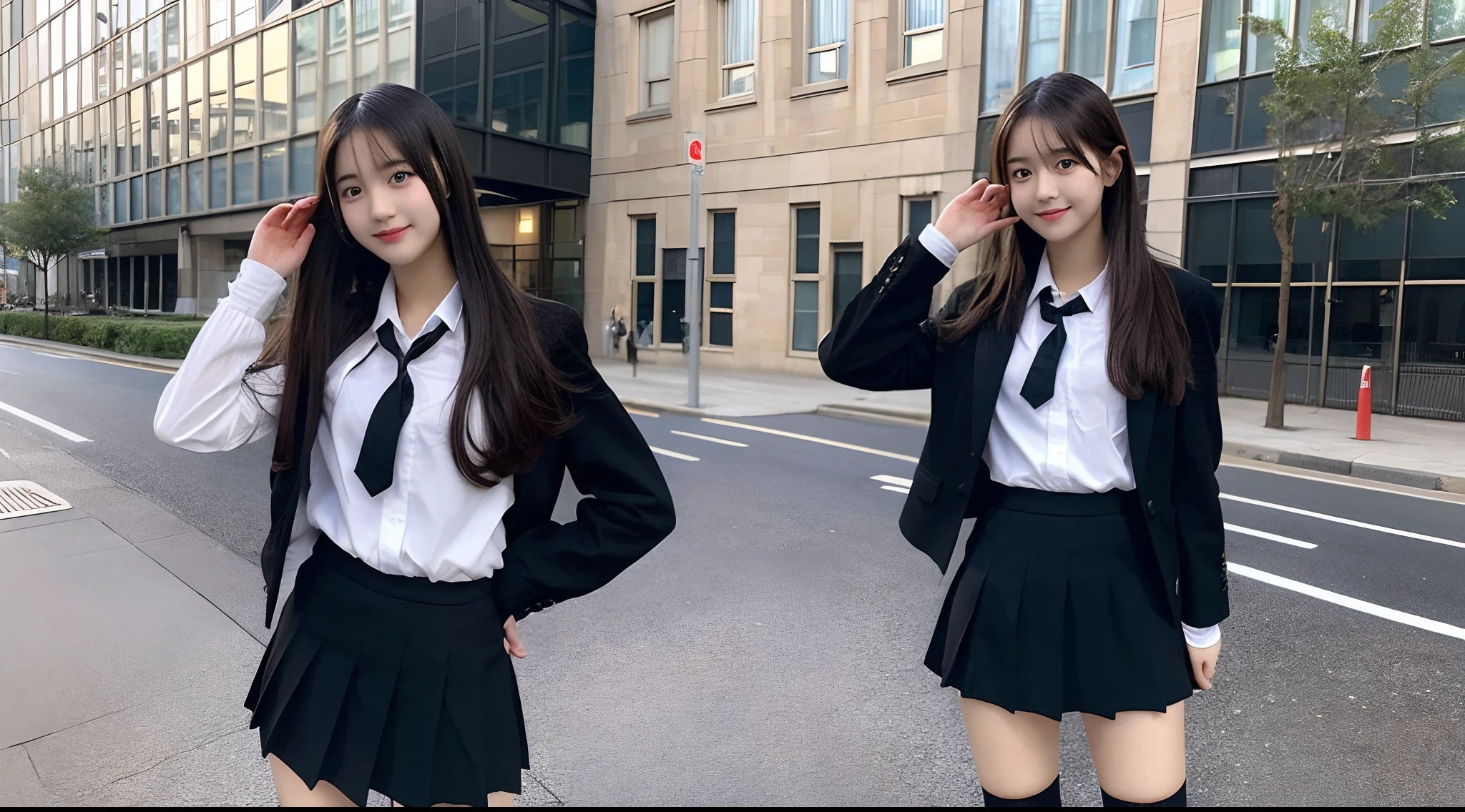 18-year-old high school girl in black miniskirt
