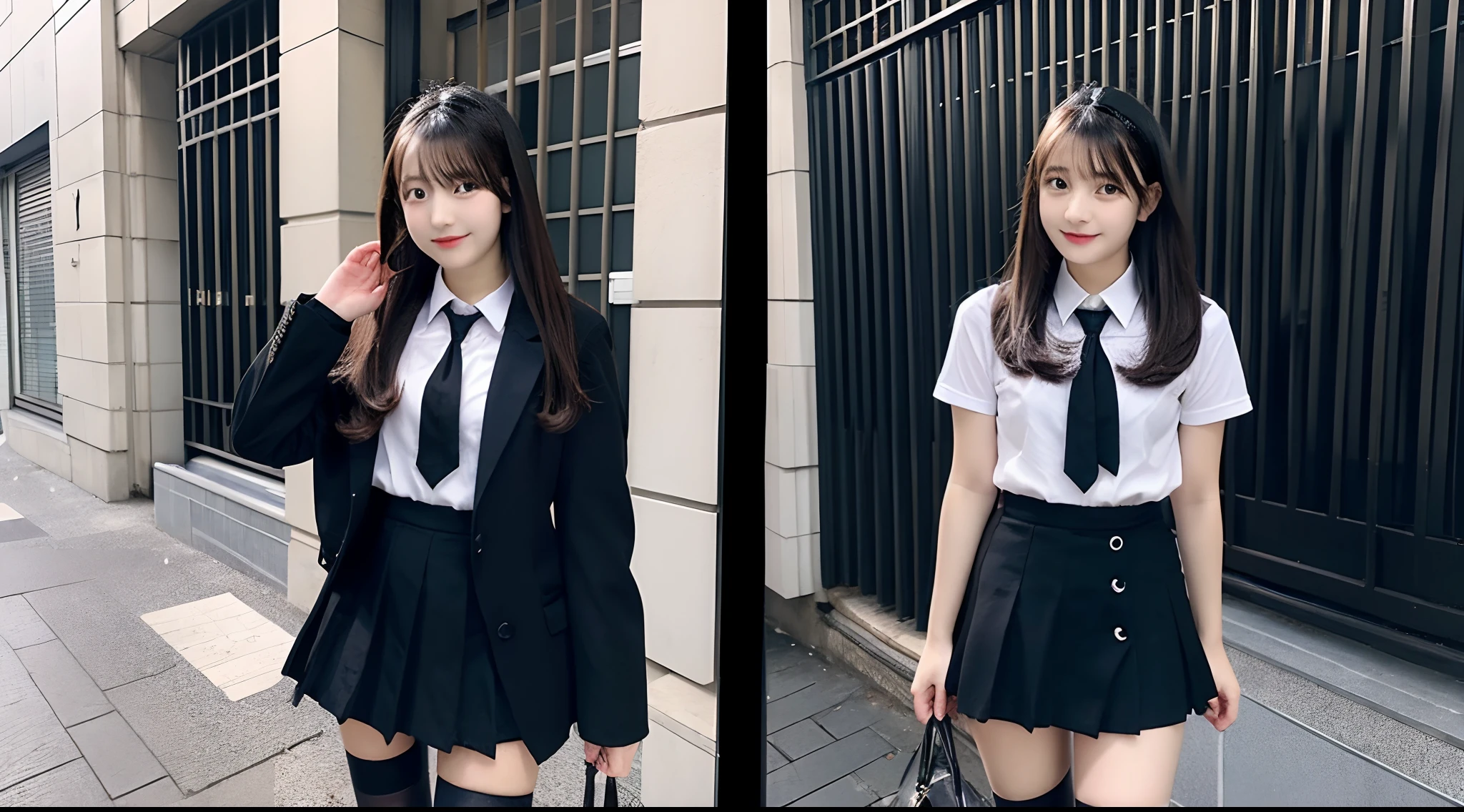 18-year-old high school girl in black miniskirt