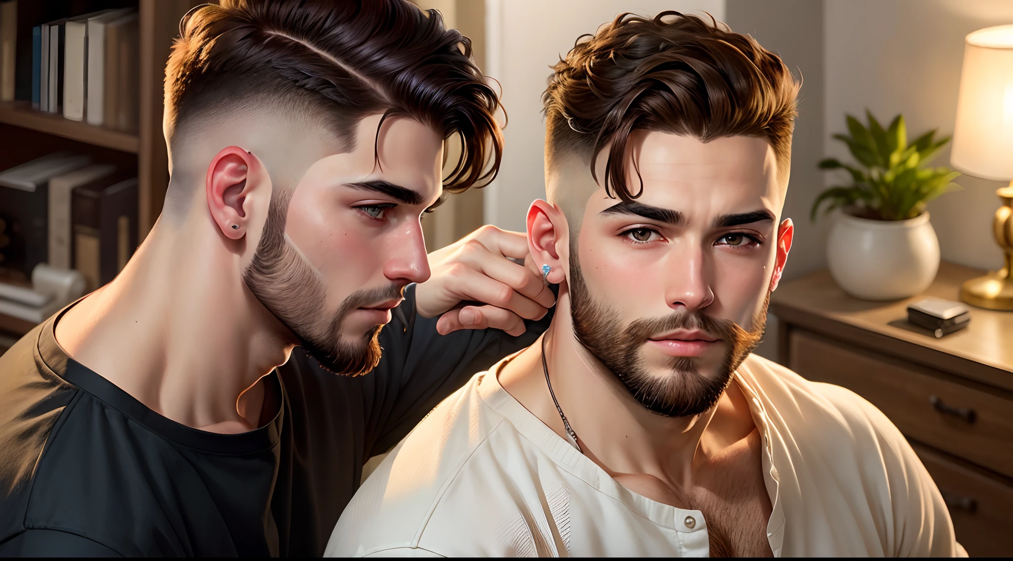 Boy haircut for oval shape face and beard styling with small chin patchy beard