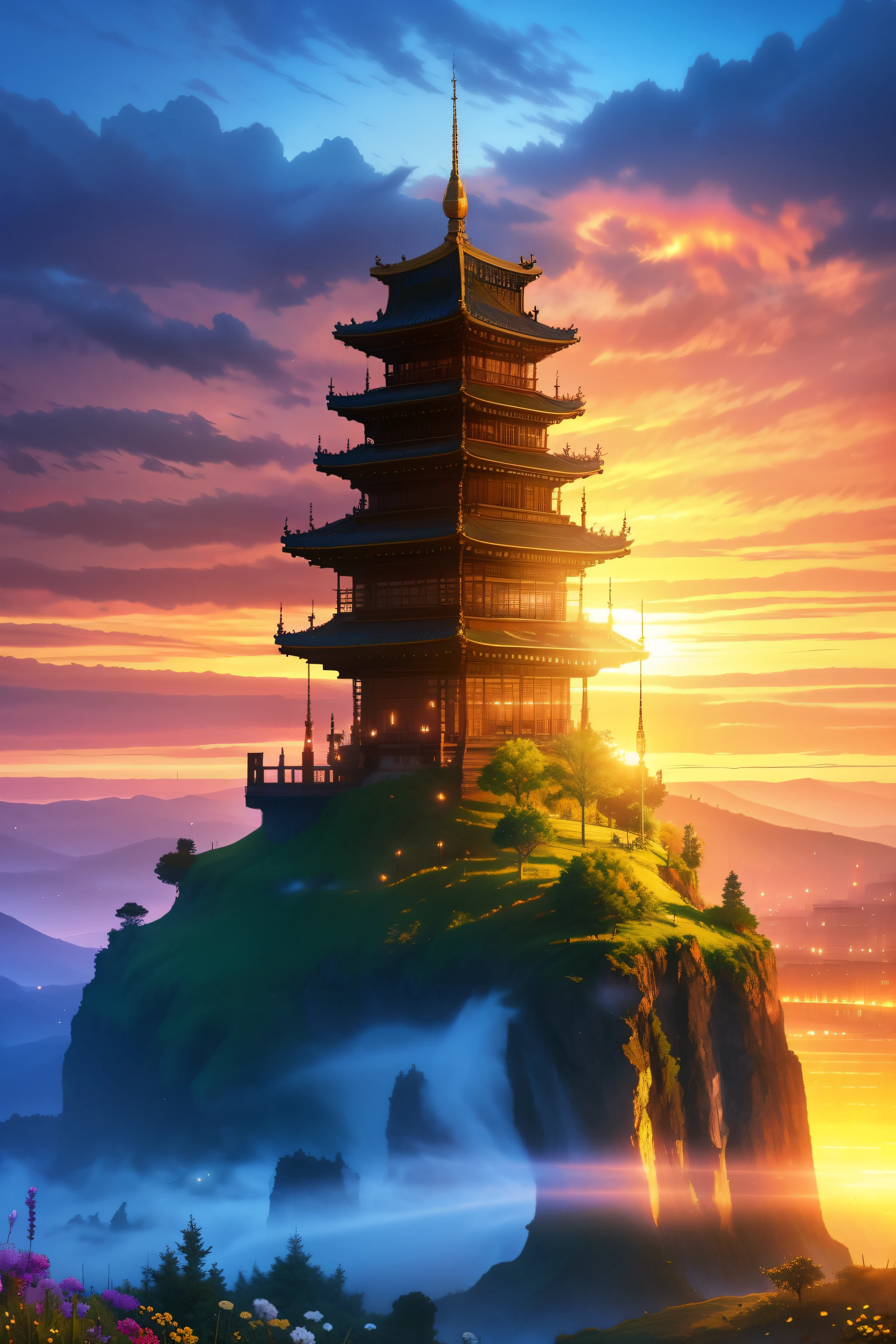 pixel game《dragon quest》,Game character design,(cavalier:1.4),European castle,Thick clouds,surrounded by cloud,16-bit pixel art ultra detail 8k