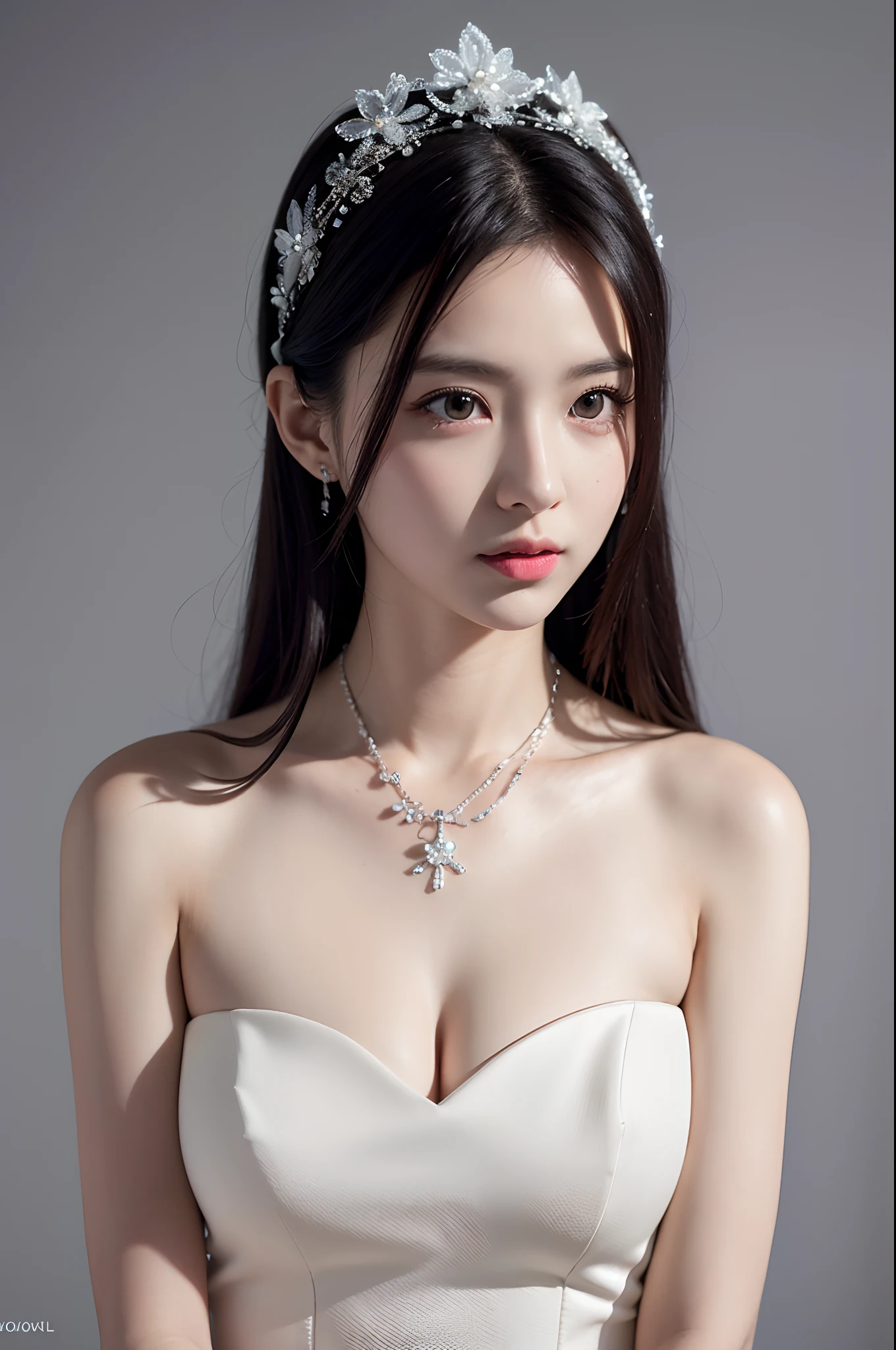 Best Quality, masutepiece, High resolution, Girl VN02, 1girl in, Porcelain dress, Hair Accessories, Necklace, Jewelry, Pretty Face, On Body, Tindall Effect, Realistic, Shadow Studio, Rim lighting, dual-tone lighting, (High Detail Skins: 1.2), 8K UHD, Digital SLR, Soft light, High quality, Volume Light, Sneak Shots, Photo, High resolution, 4K, 8K, Background blur,