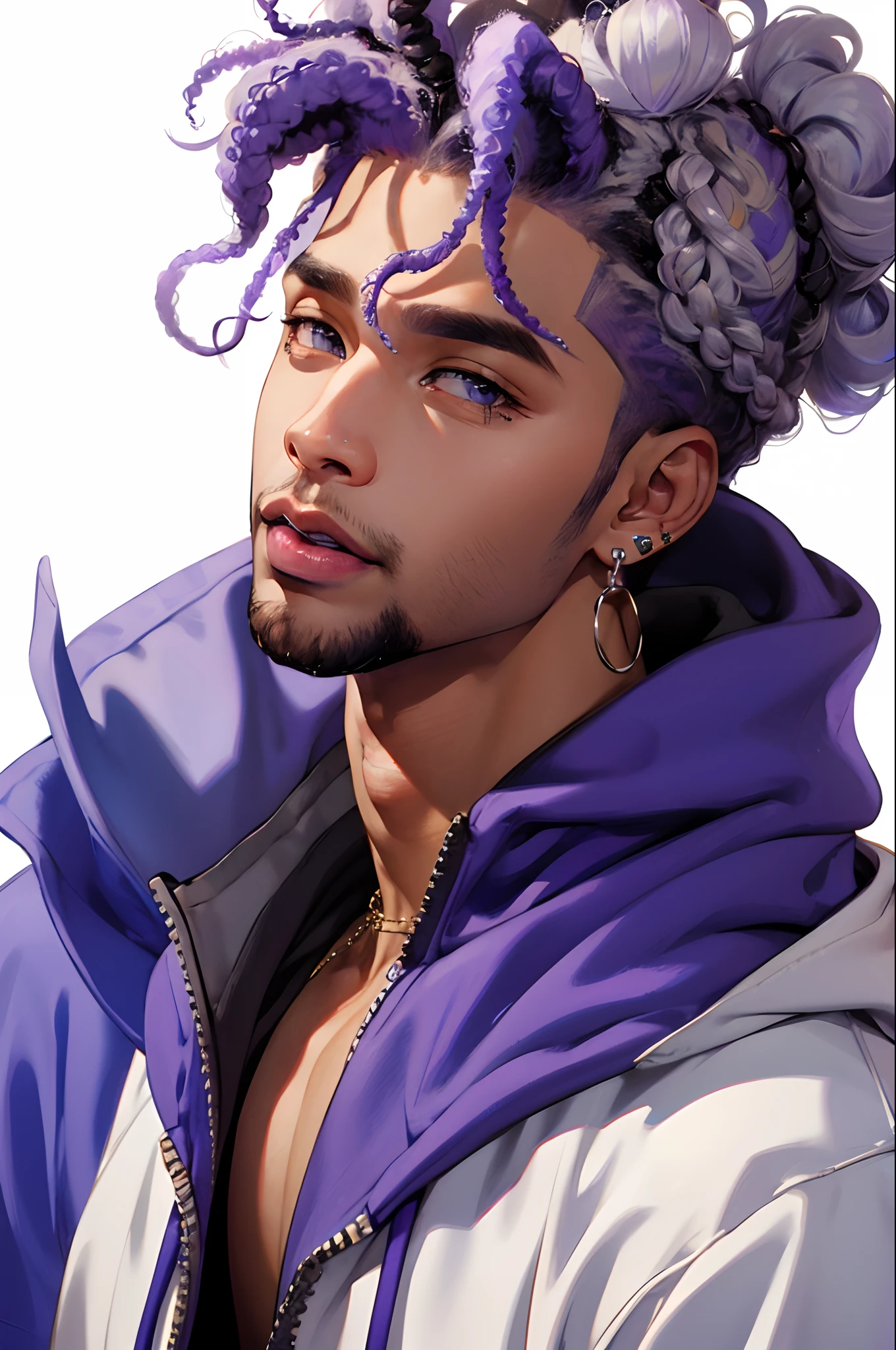 Odell Beckham Jr , lavender curls hair , earrings , Cuban choker , nose stud, hoodie