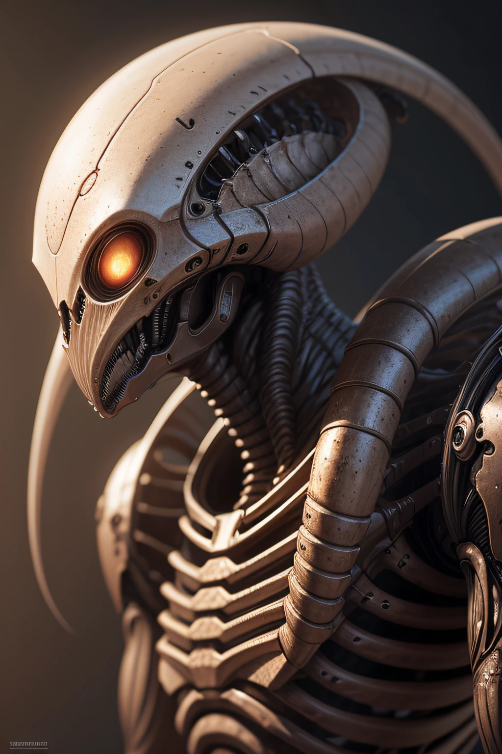 a realistic biomechanical alien full of detail and very textured