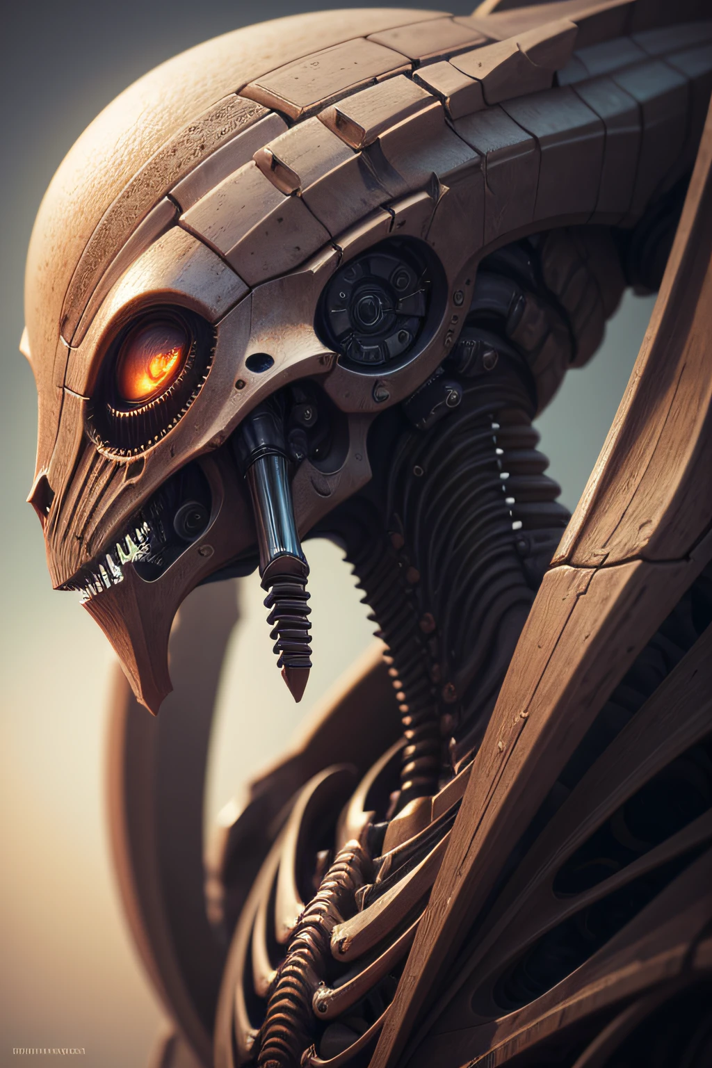 a realistic biomechanical alien full of detail and very textured