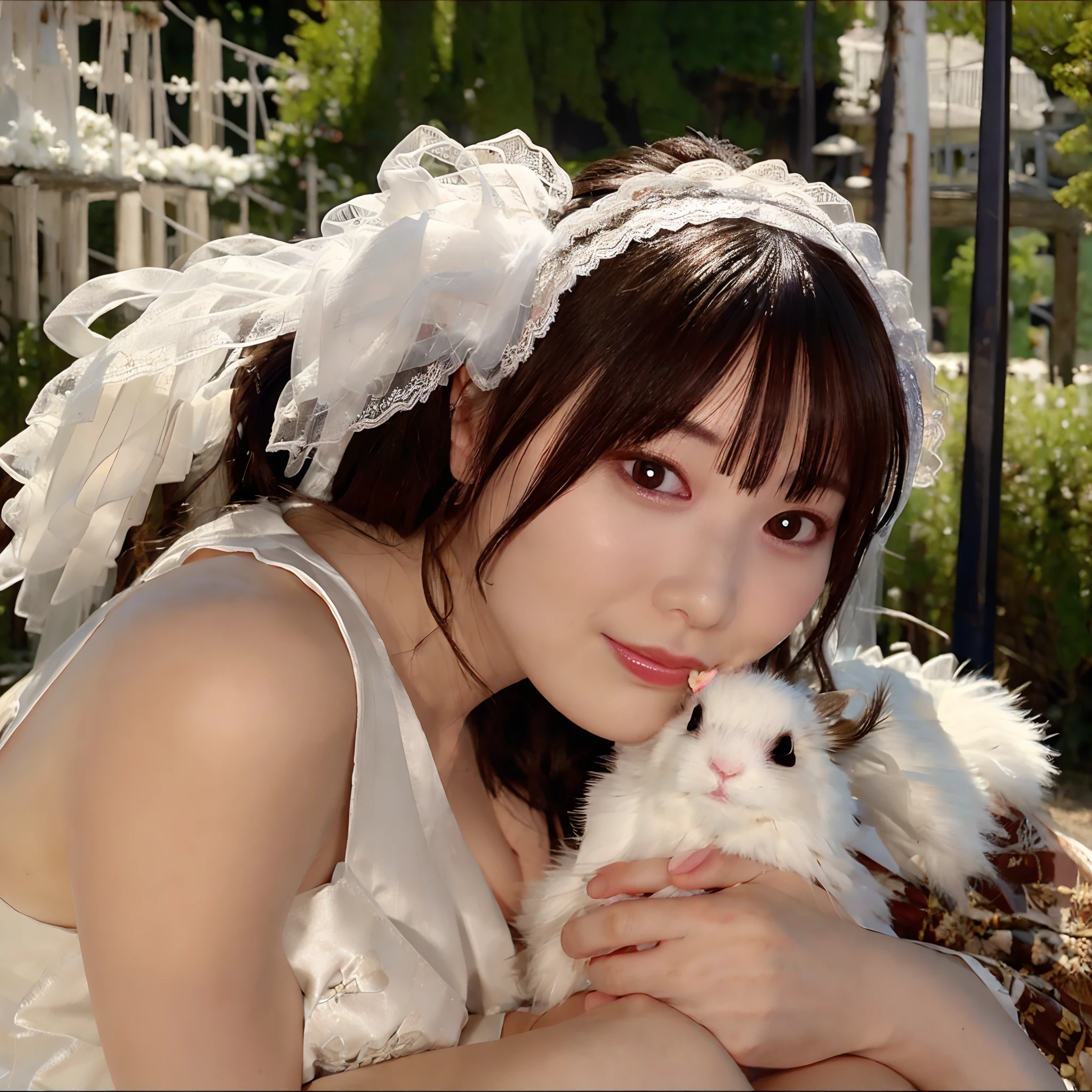 score_9, score_8_up, score_7_up, score_6_up, <lora:KanaZawa:0.8> kanahanazawa wearing gothic dress holding bunny plushie, close, flower headband, sitting on roof, night, moon, medium hair,