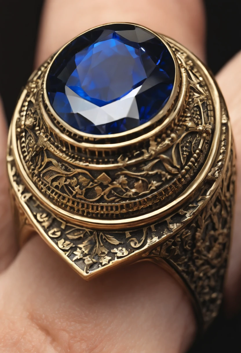 ((Commemorative ring design)),(Sparkling brass),Ring concept blueprint,Display display,(Engraved with a five-pointed star),(Bas-relief style)