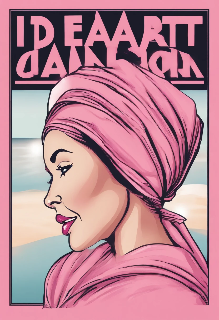 A smiling woman with a pink scarf on her head, holding a sign with the text 'I beat breast cancer' on a light pink background, com o logo do seaart.in the lower right corner and the phrase 'Seaart.AI supports breast cancer prevention and early diagnosis' in a modern and sleek style