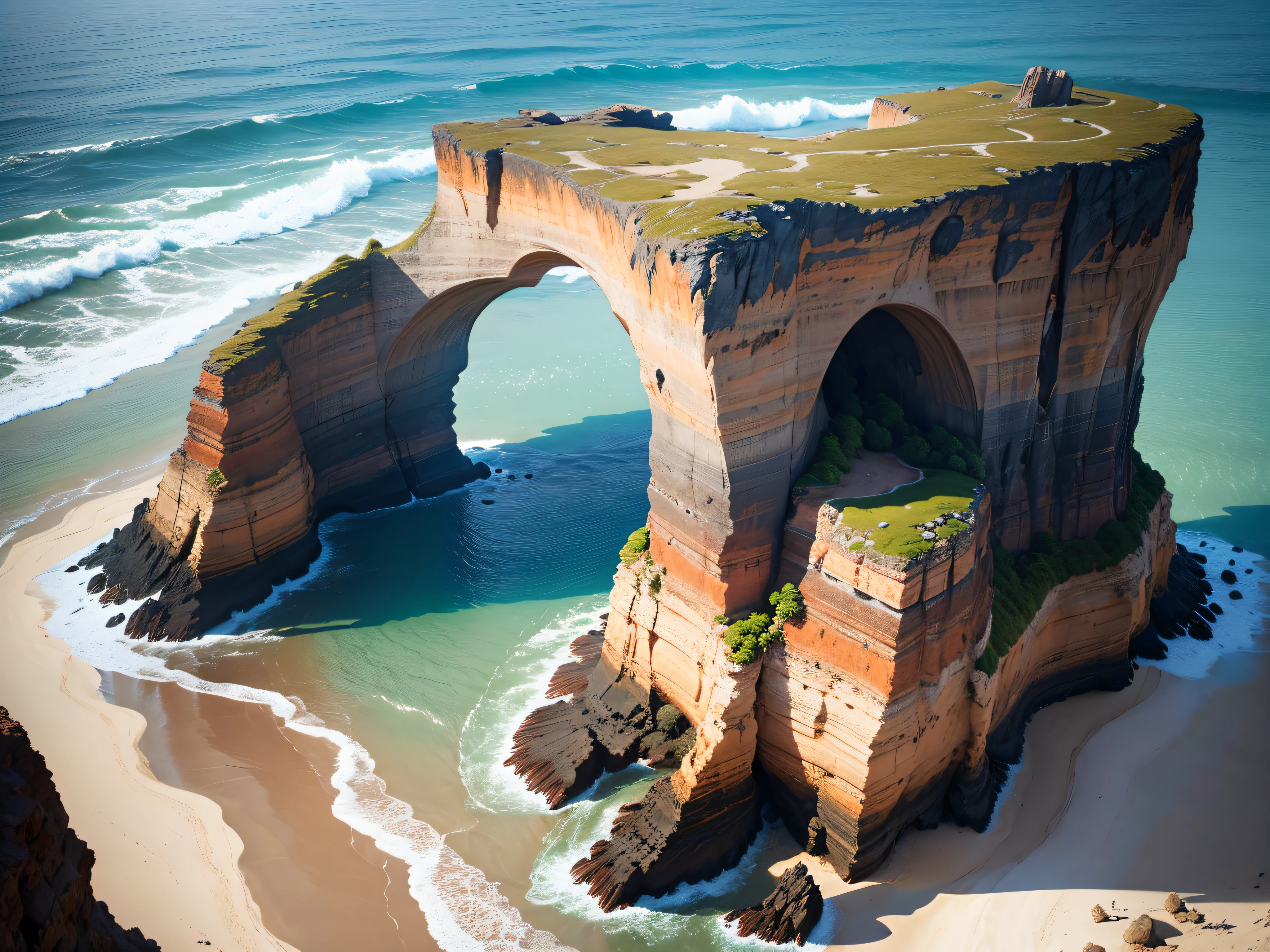 Dramatic Rock Formation Beach: A beach with unique rock formations along the shoreline, creating a stunning and picturesque seascape.