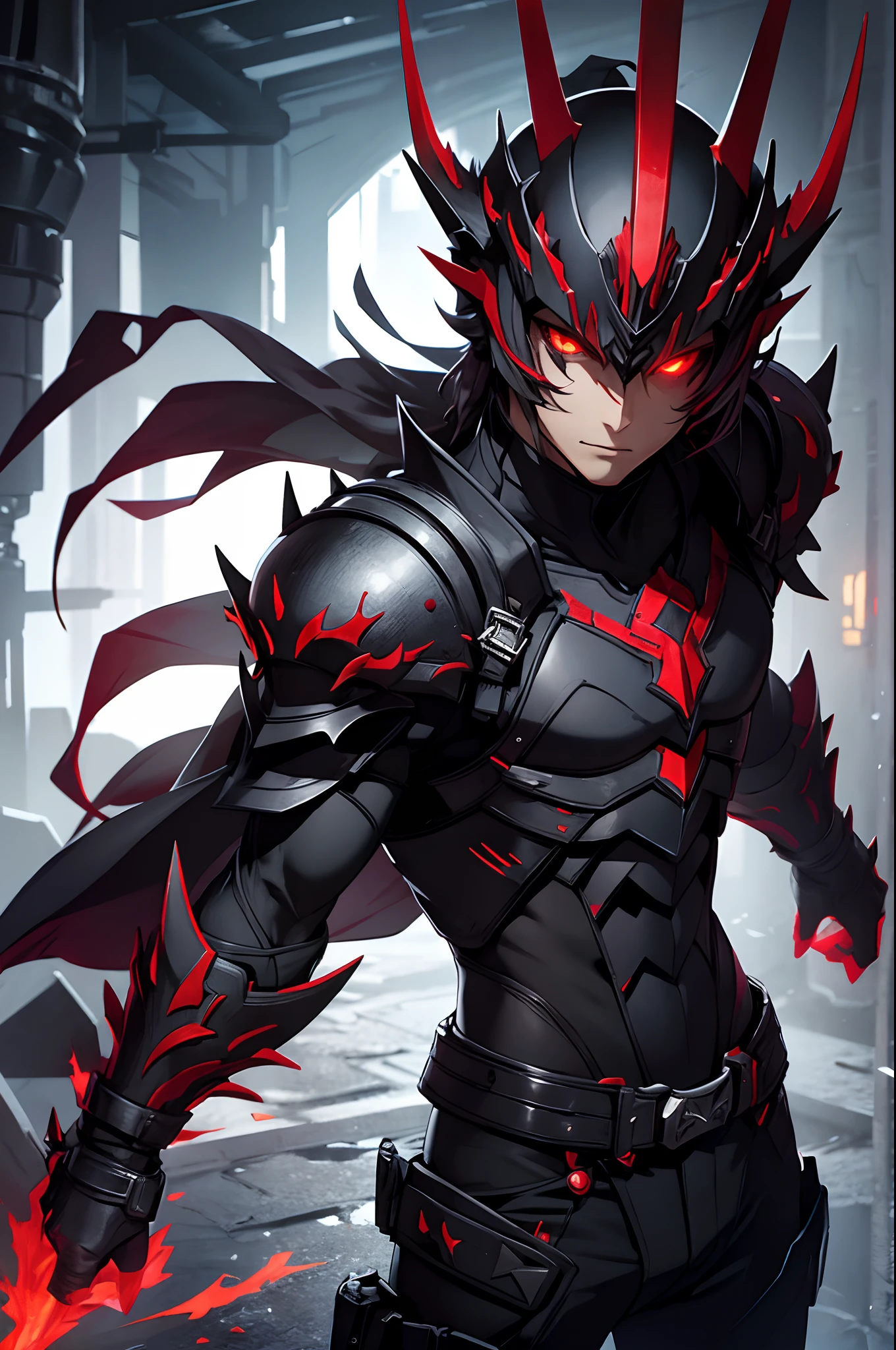 A close up of a person in a suit with red and black hair - SeaArt AI