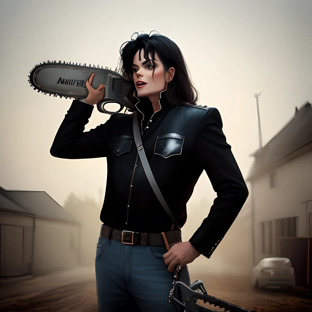 Micheal Jackson with chainsaw