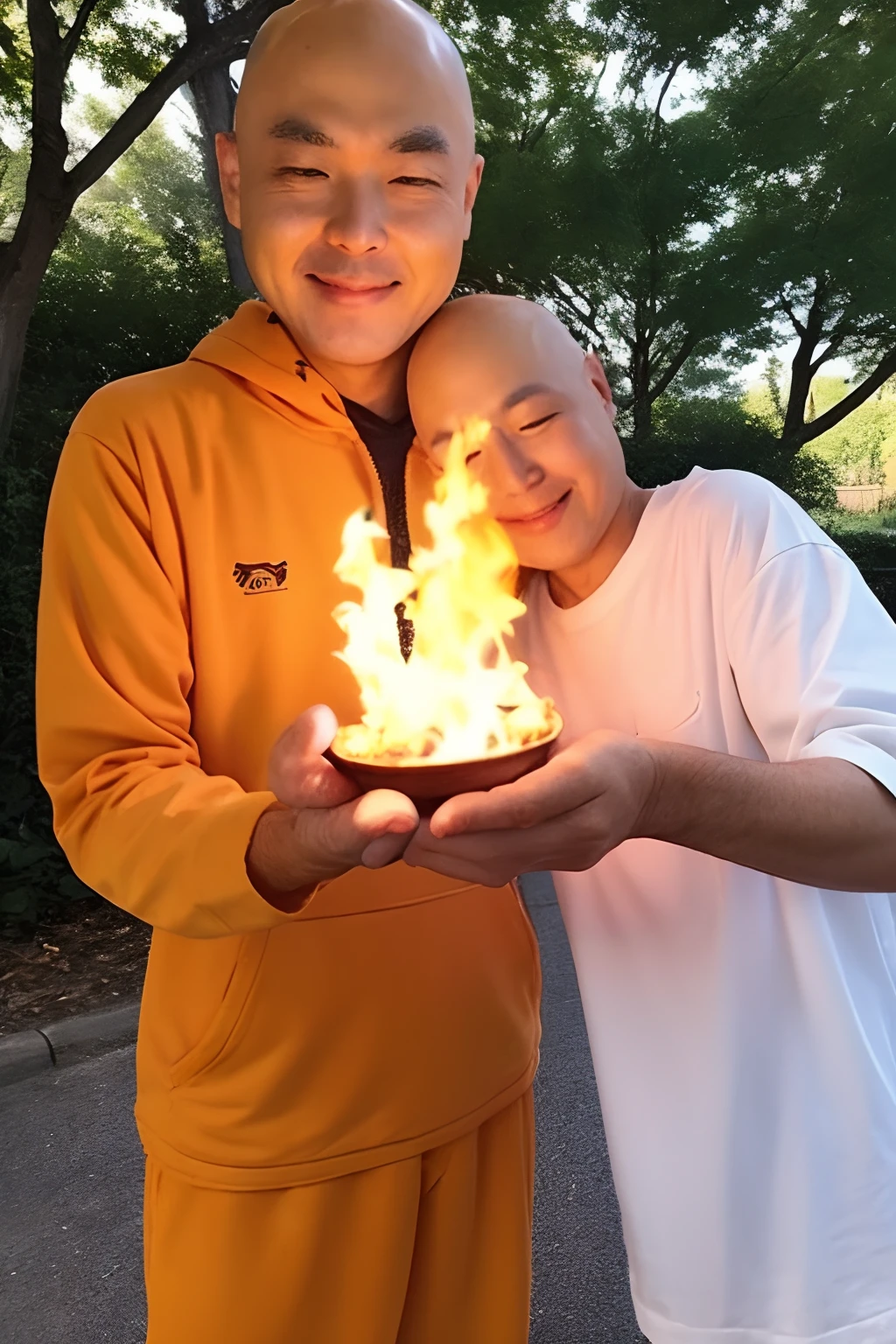 Putting flames out of the hands、baldness