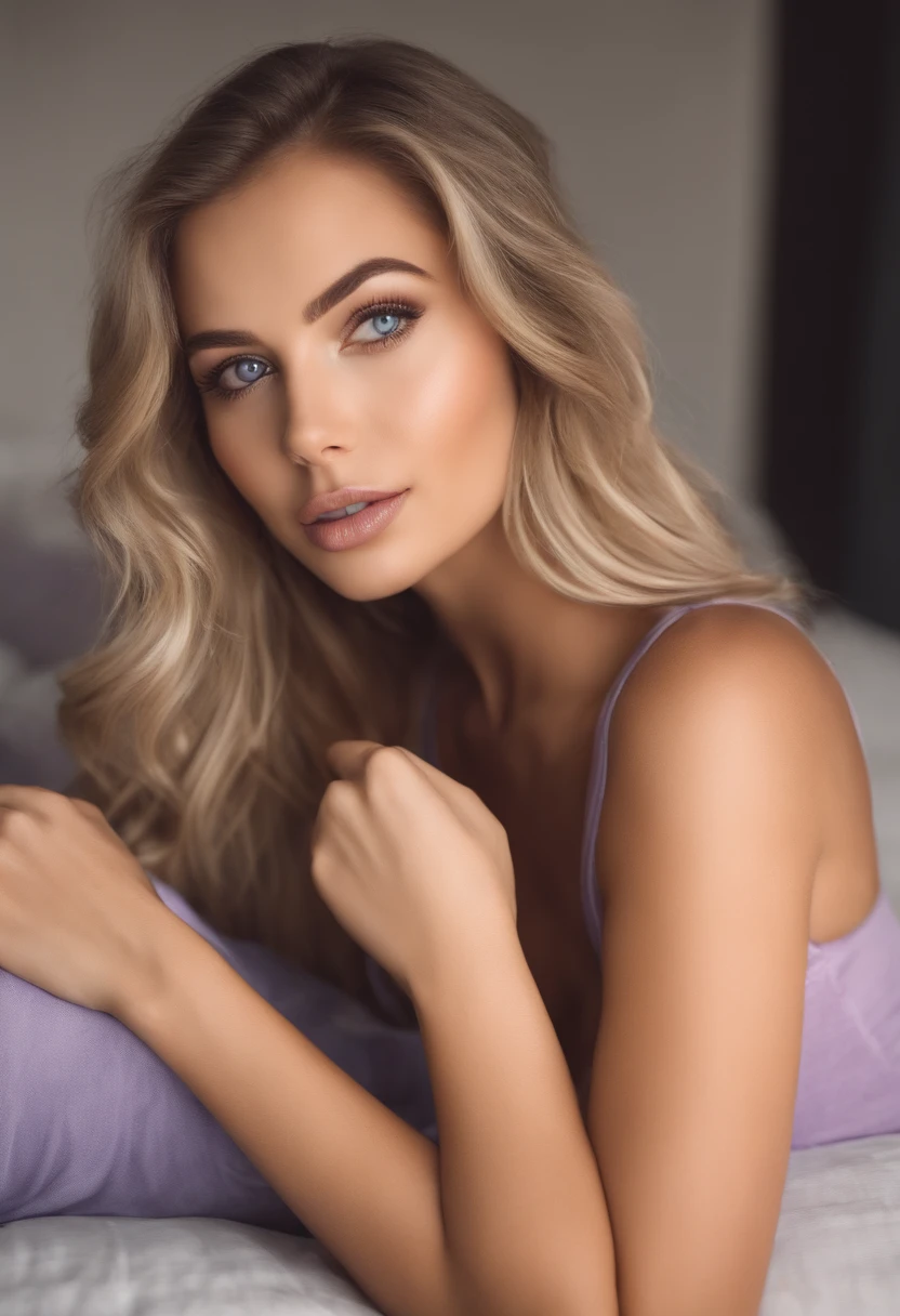 woman with matching tank top and panties, Sexy girl with blue eyes, portrait sophie mudd, portrait corinna kopf, blonde hair and large eyes, Selfie einer jungen Frau, Augen im Schlafzimmer, Violet Myers, ohne Make-up, Natural makeup, Blick direkt in die Kamera, Gesicht mit Artgram, dezentes Make-up, Stunning full body shot, im Schlafzimmer, Spaltung.Big boobs showiing and tongue out