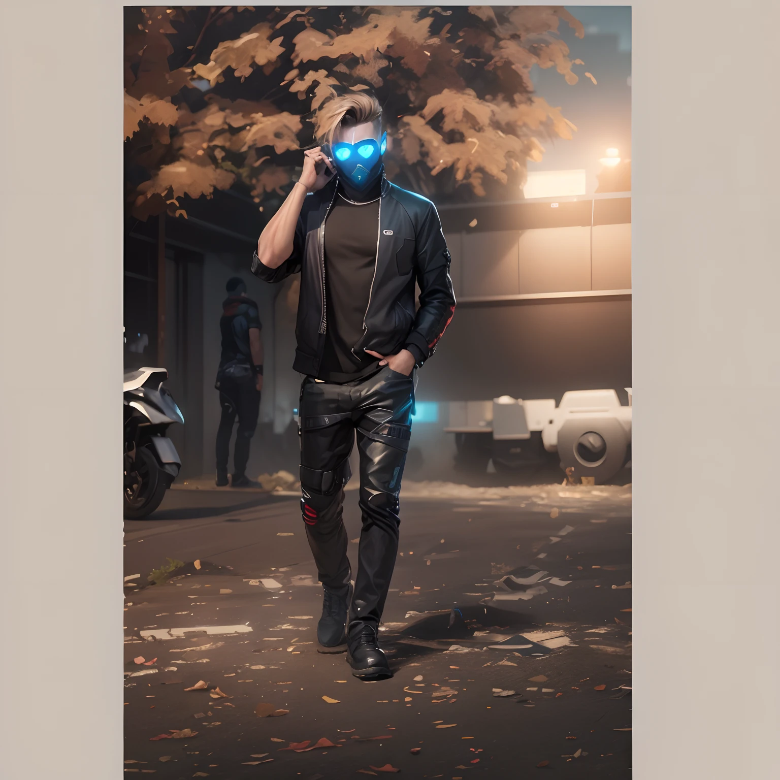 Change background cyber punk handsome boy realistic face