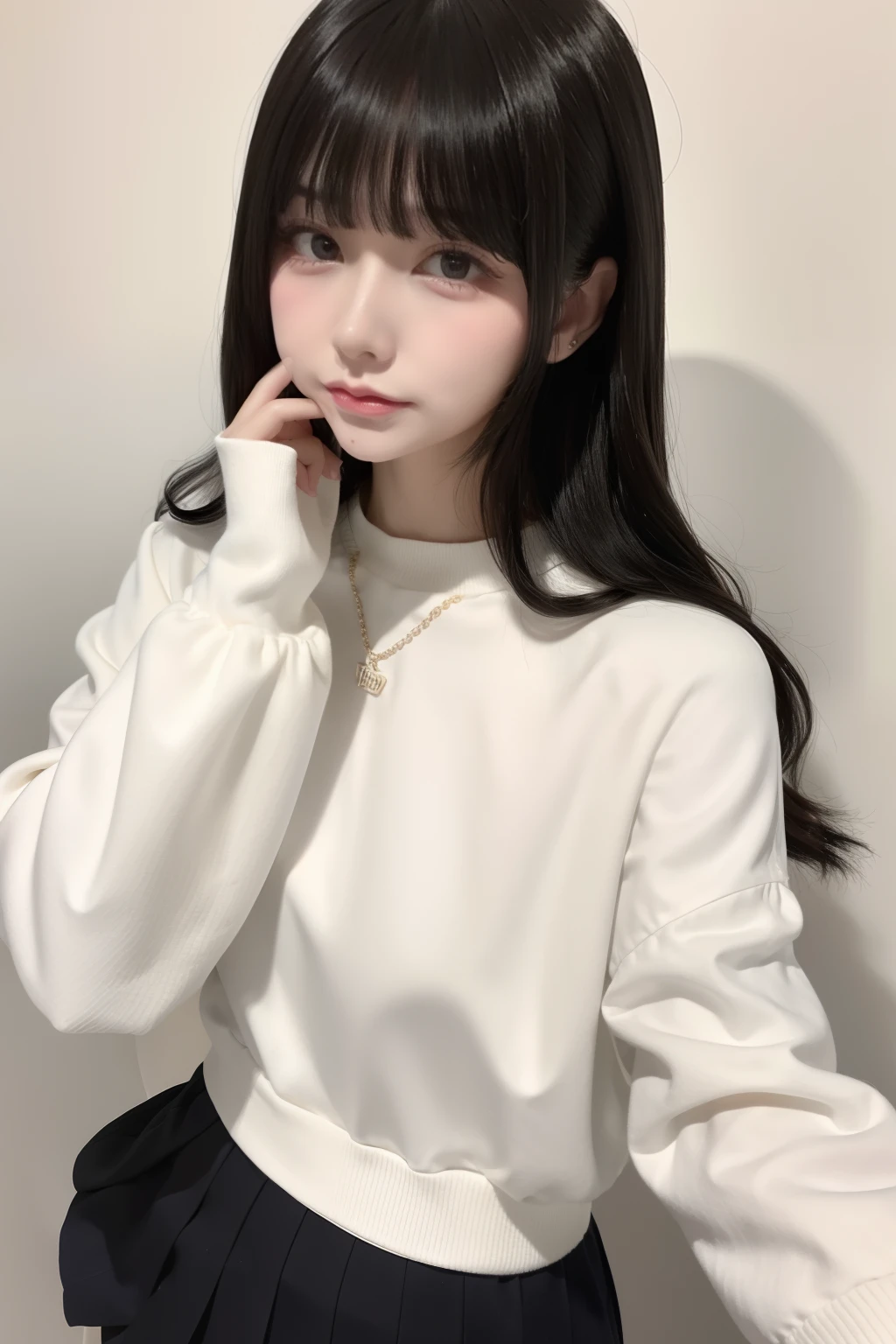 8k, best quality, masterpiece, highly detailed, realistic, a girl, a girl, 20 years old, beatiful girl,long scramento hair with bangs,brown eyes, black Japanese style cut clothes, white pants,cold expression,outdoors, she holding a stic