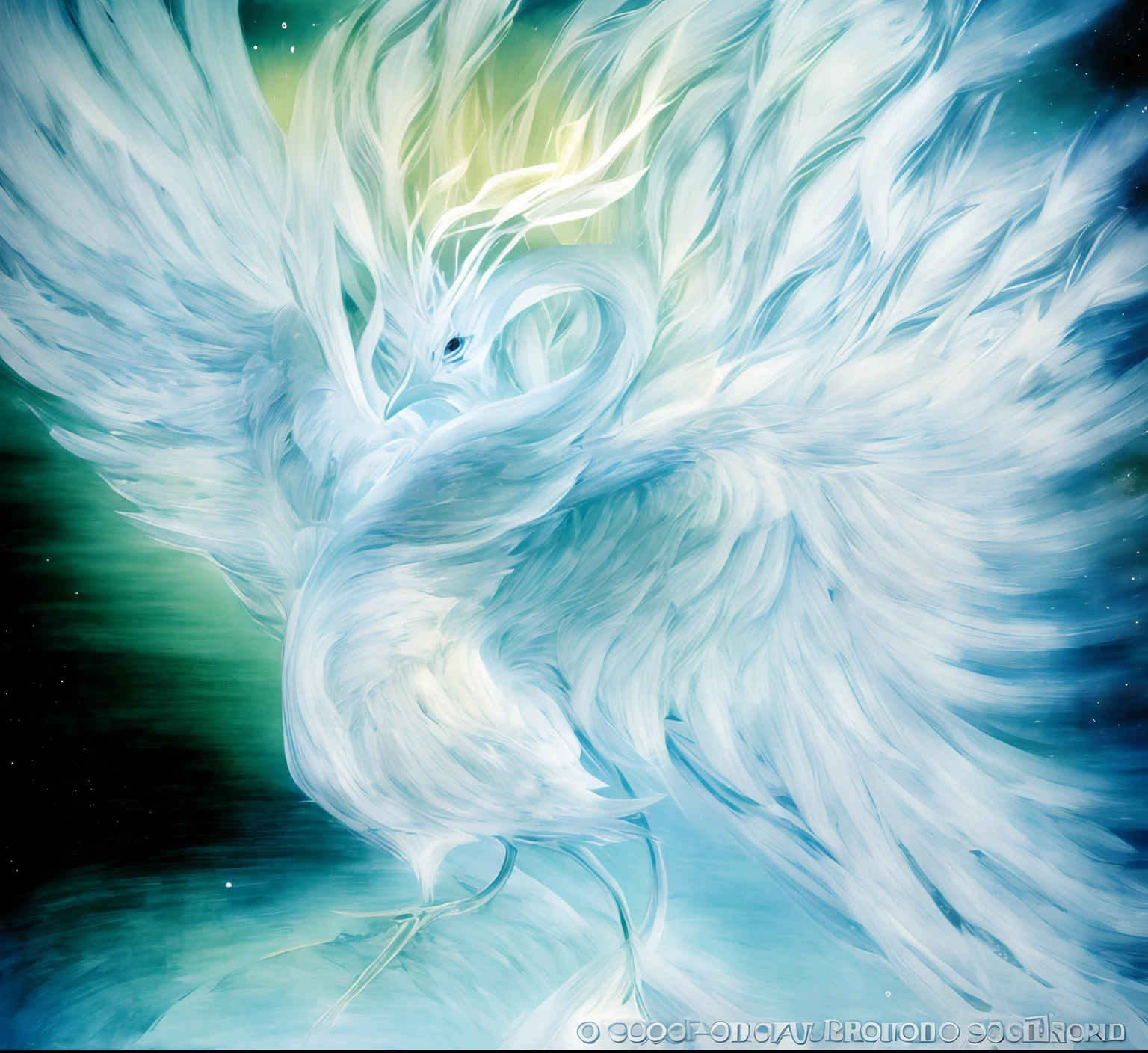 Painting of a bird with wings flying over a body of water, Dragon Phoenix Medusa, Illustrations of a phoenix, "Wallpaper of a phoenix resting, Medusa pheonix, ''wallpaper of a phoenix, The Solarpunk Phoenix, Phoenix Jellyfish, Mizutsune, Serafines, phoenix dragon, mytical creature, ethereal angelic being of light, Ophanim has bird wings