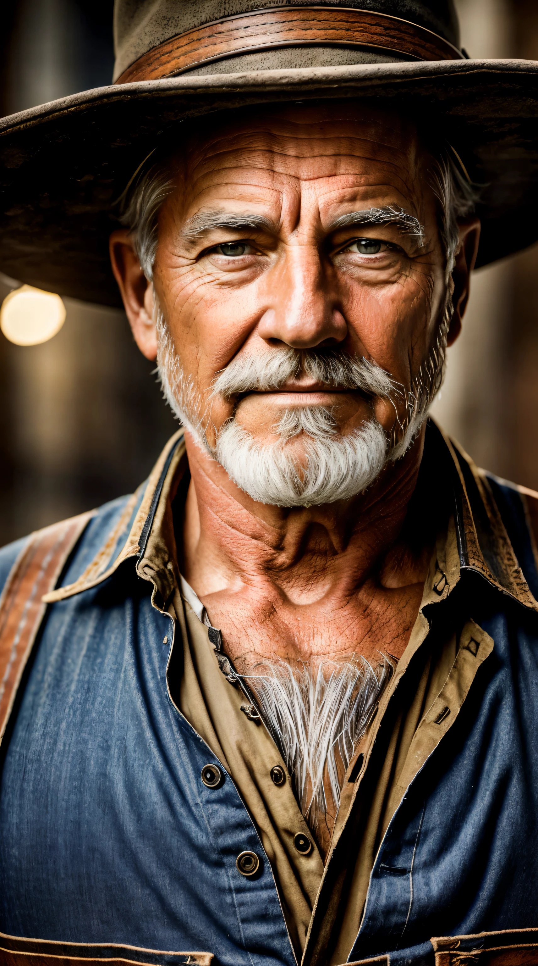 最high quality、Best image quality、masterpiece、male((40 years old、Slender、Lazy beard、With an assault rifle、White shirt、Red eyes、all back、Gray Hair、Chew a cigar、Black rider jacket、Blue denim trousers、Black rucksack、Beard、Show the whole body))high quality、Beautiful art、background((grassland、Strong winds、hut)),Tabletop、Exquisite design、Visual Arts、Written boundary depth、Best lighting、Highest detail、8k